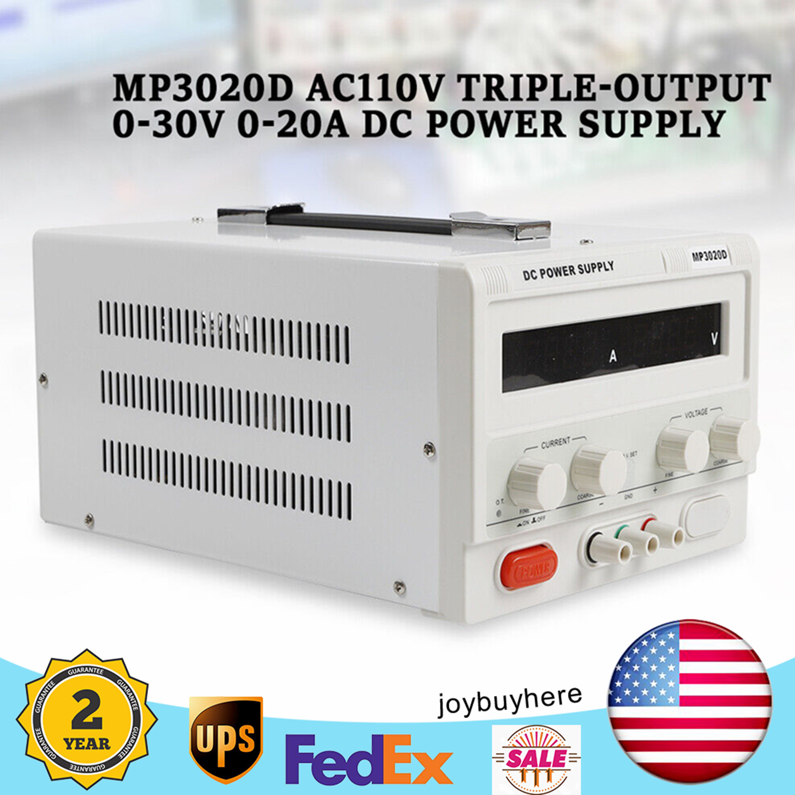0-30V 0-20A DC Lab Power Supply Regulated 60Hz AC 110V Portable Adjustable+ Line