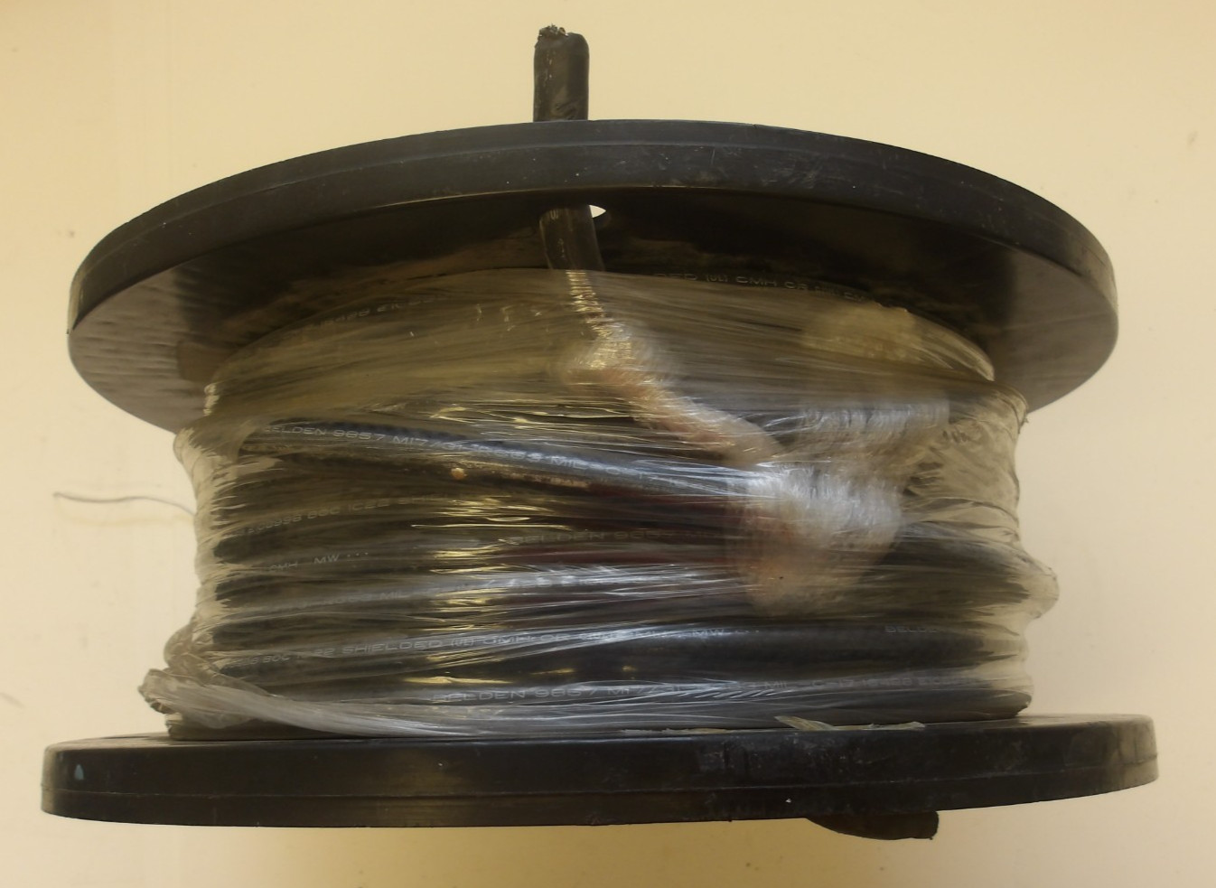 BELDEN SHIELDED CABLE BLACK P/N 9857 010100 125 OHM COAX 100 FOOT SPOOL 22AWG