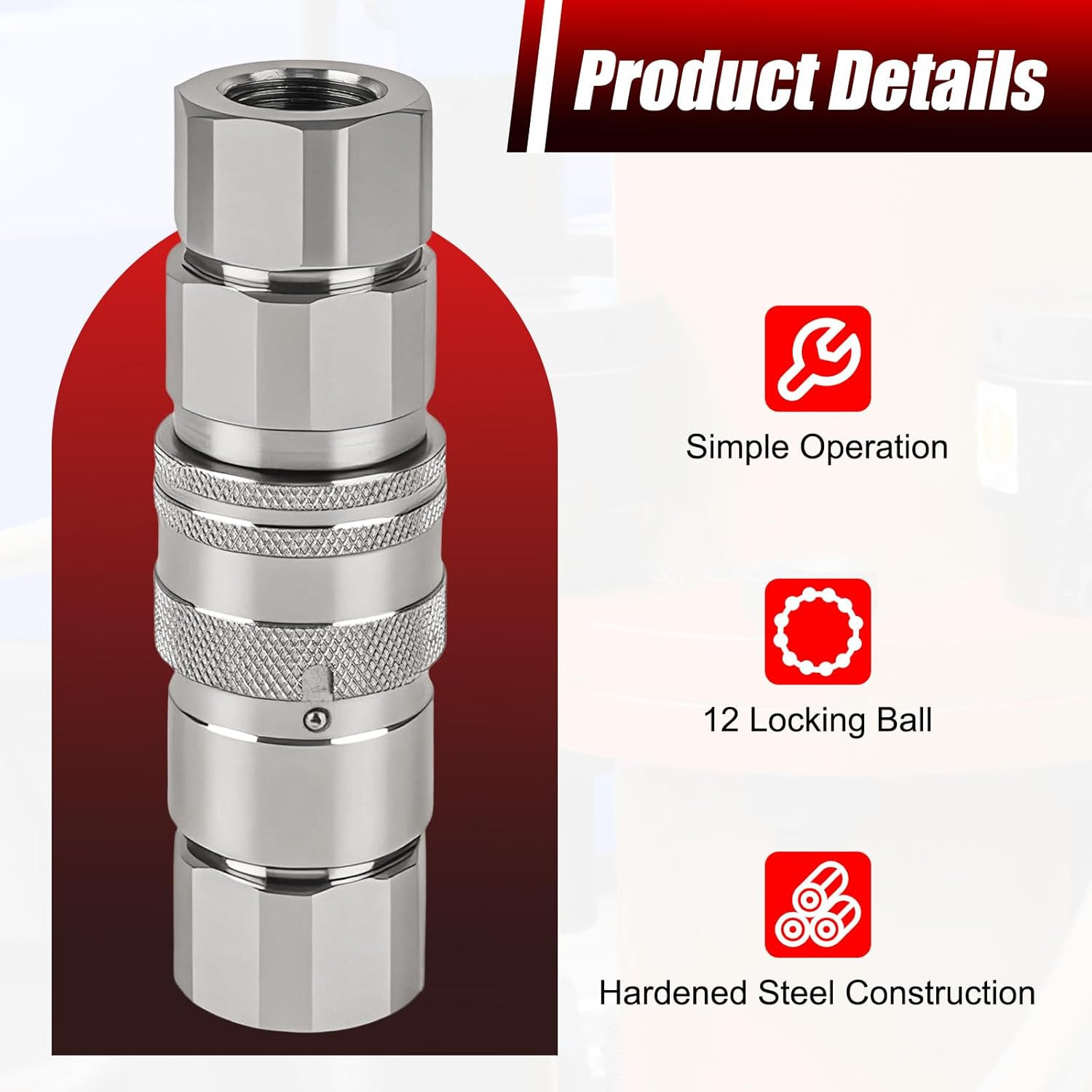 1/2’’ NPT Flat Face Hydraulic Quick Couplers, Skid Steer Hydraulic Couplers with
