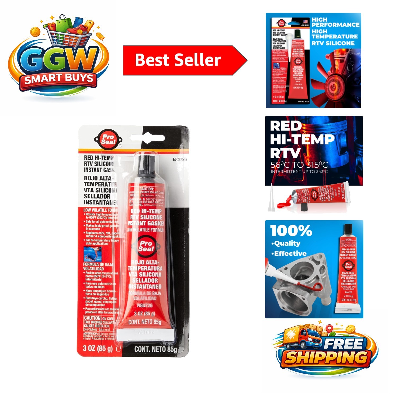 3 oz RTV Silicone Sealant – High Performance for Exhaust and Gaskets, Red