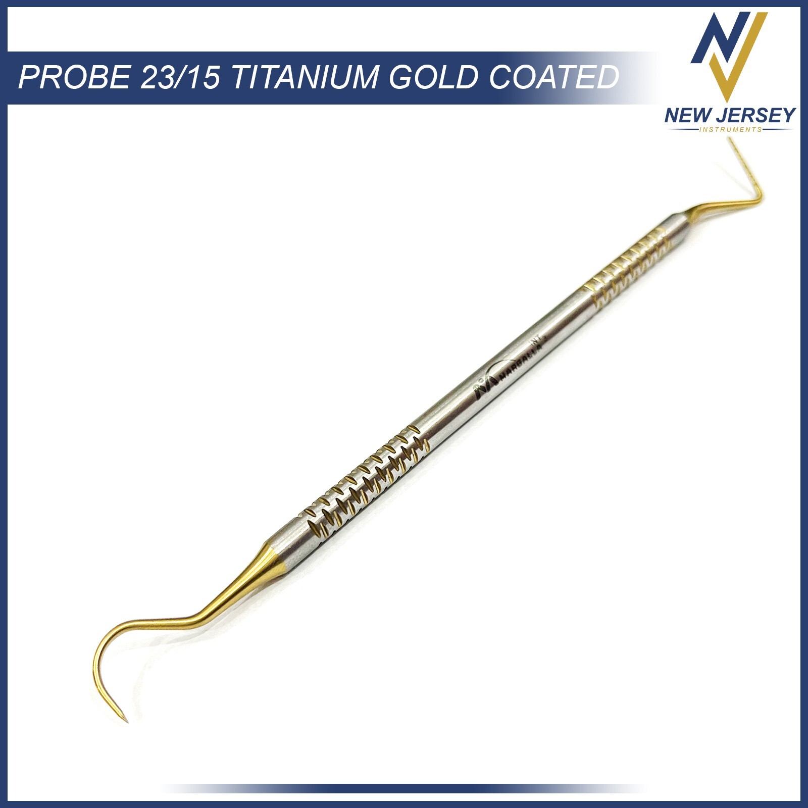 New 2Pcs Dental Explorer-Probe 23/15UNC High Quality Titanium Gold Coated