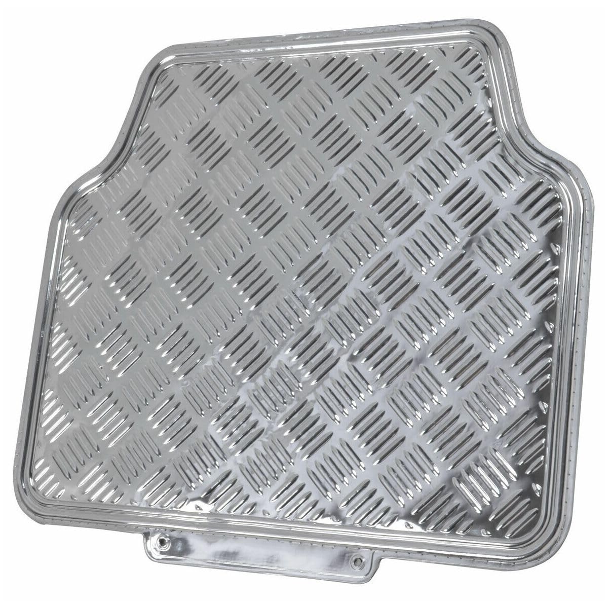 Heavy Duty Metallic Rubber Car Floor Mats 4pc Front Rear Silver MT-641
