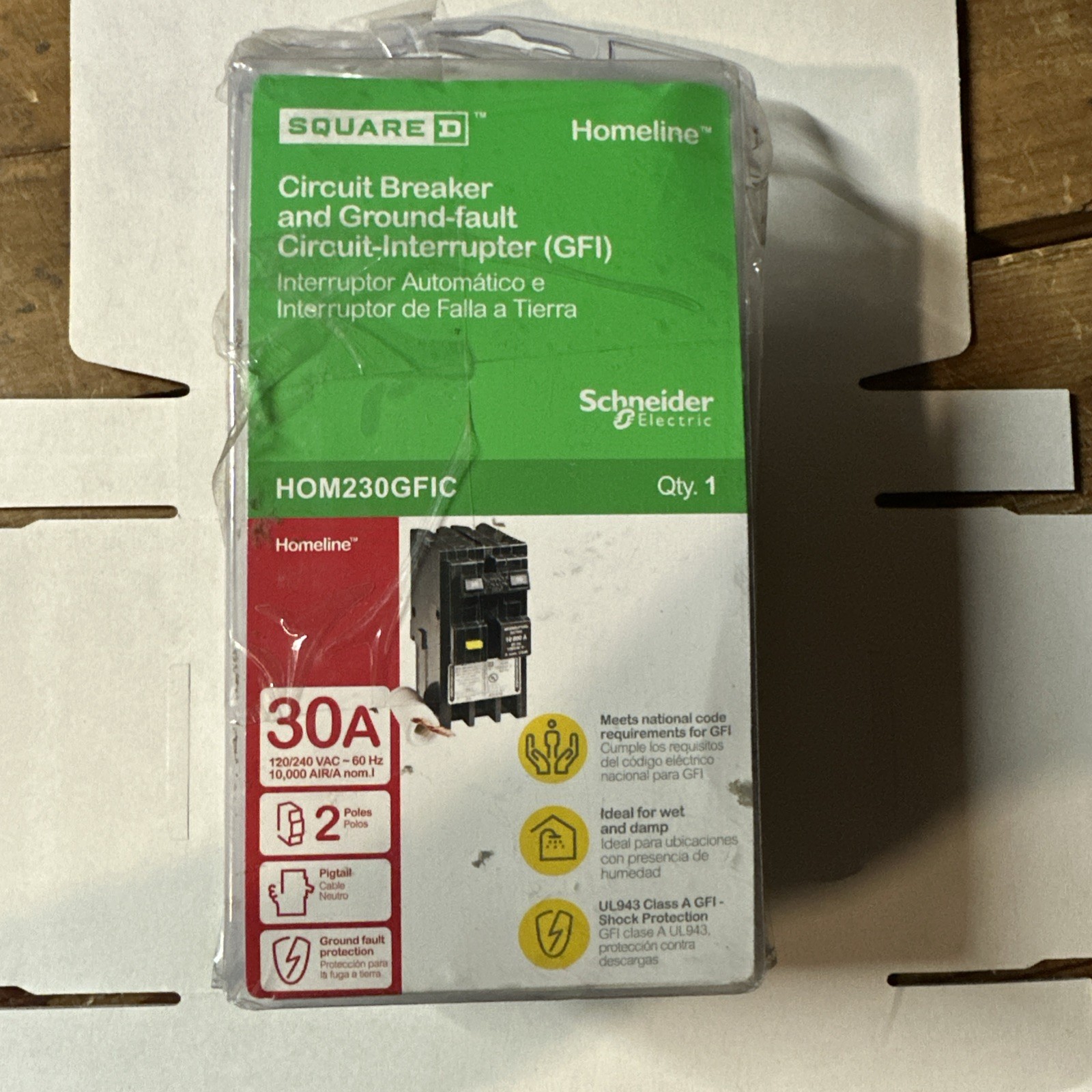 *Square D Homeline HOM230GFIC 30A Two Pole Circuit Breaker open box