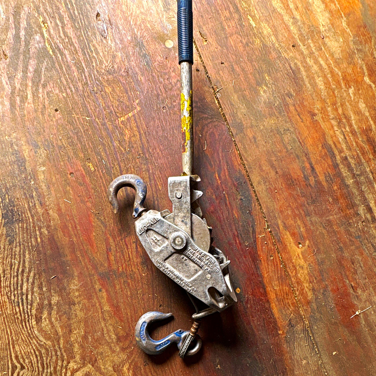 Crosby 102-1 Ratcheting Cable Puller Come Along Wire Rope Hoist w/ Hooks