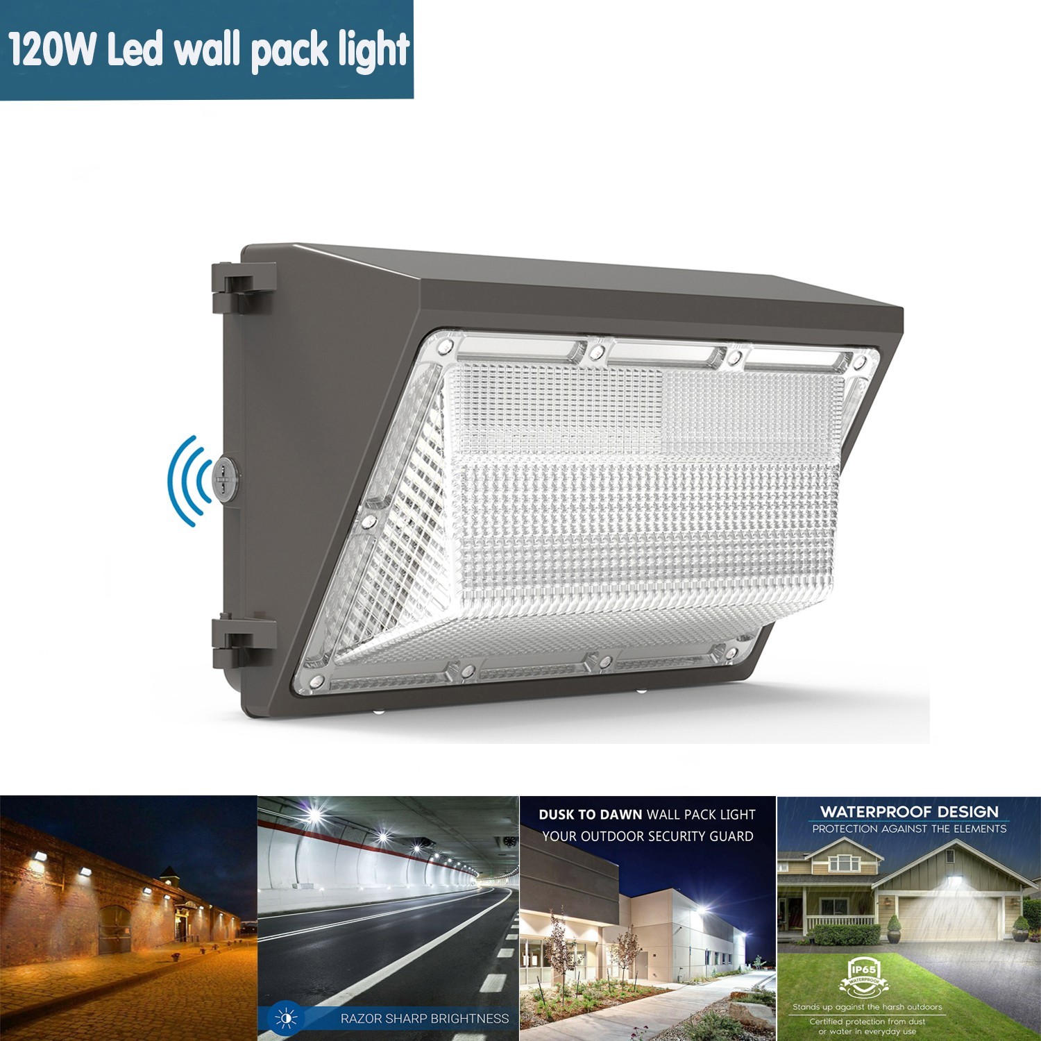 LED Wall Pack Light 120W Commercial Industrial Outdoor Security Fixture 5000K