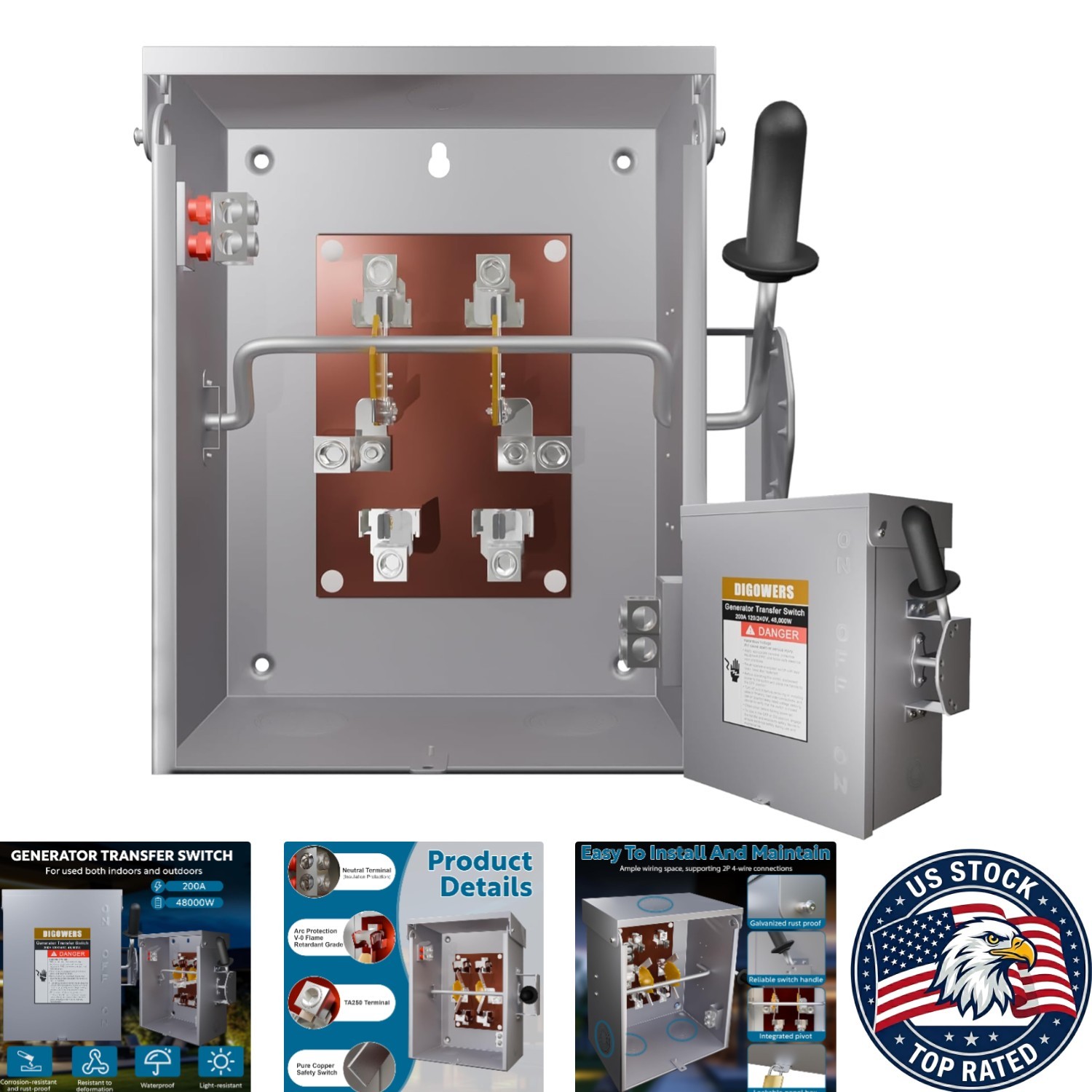 Professional 200 Amp Transfer Switch – Durable, NEMA 3R Rated for Indoor/Outdoor