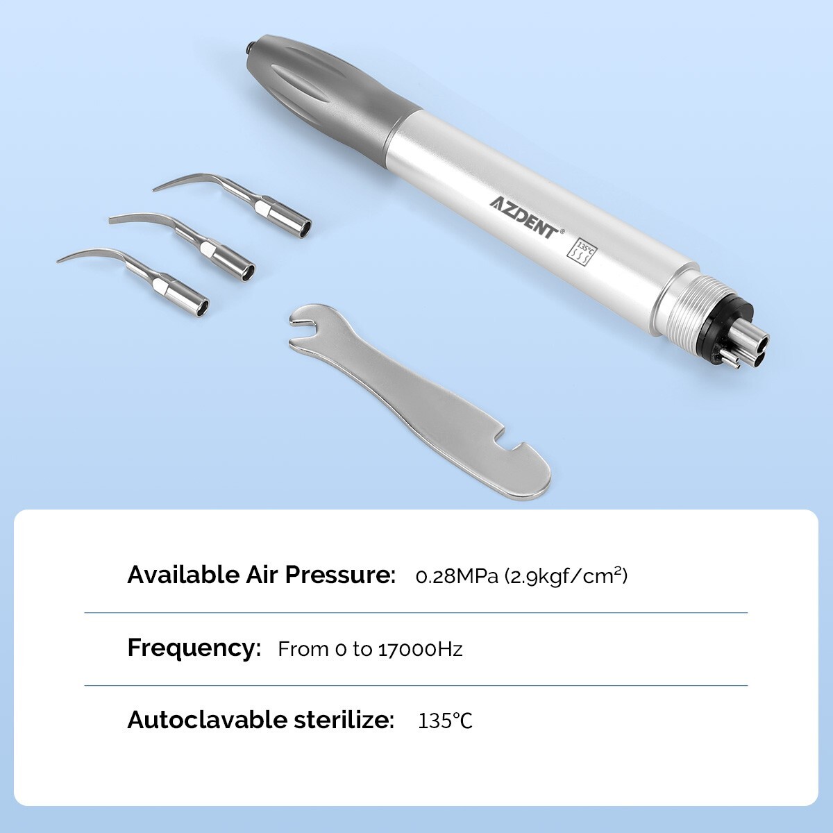 Dental Ultrasonic Air Perio Scaler Handpiece 4 Hole 3 Tips AZDENT