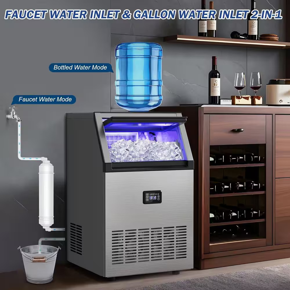 16.14 In. 160 Lbs./Day Commercial Freestanding/Built-In Full Size Cubes Ice Make