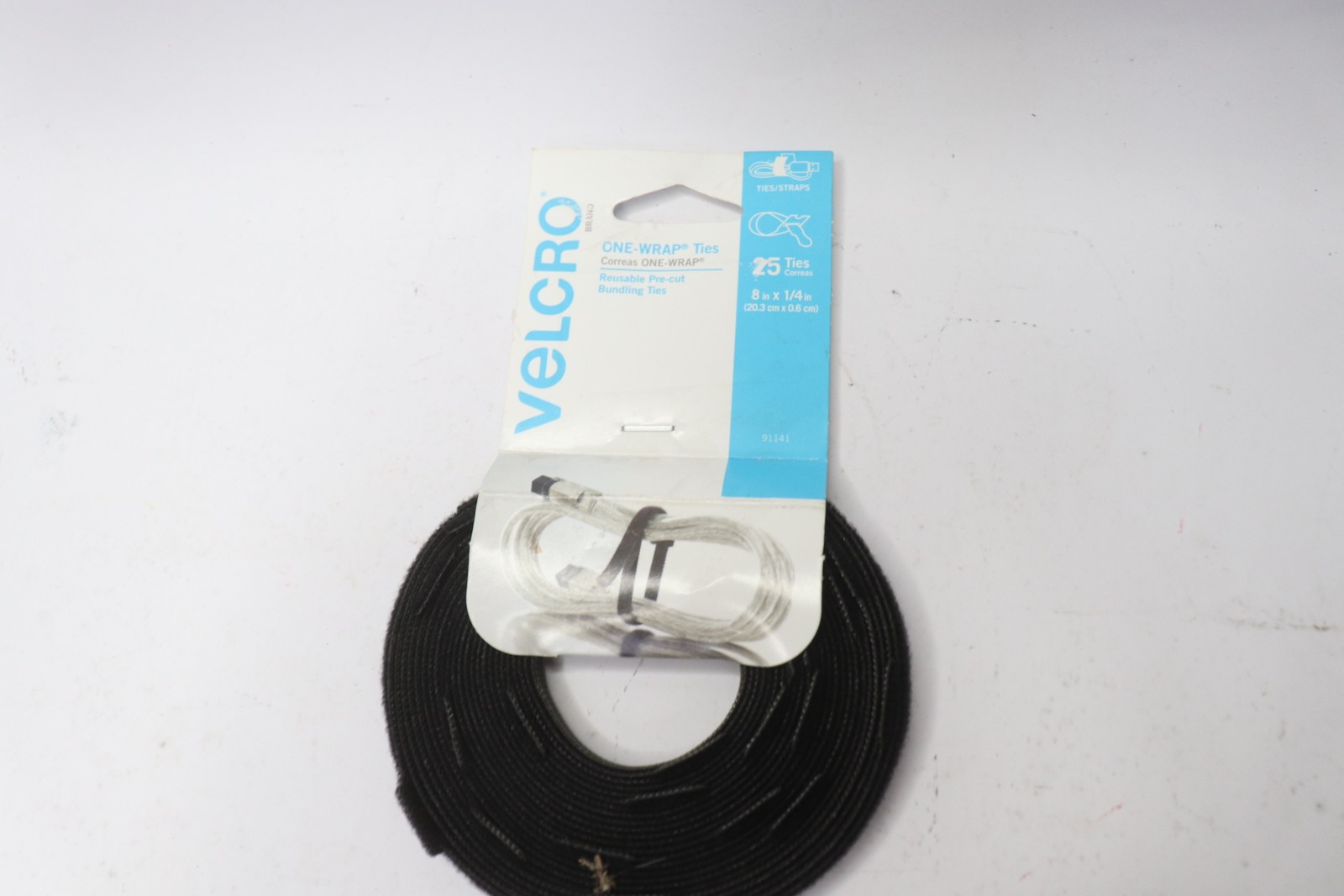 (25-Pk) Velcro(R) Reusable Self-Gripping Cable Ties Black 1/4″ x 8″ 91141