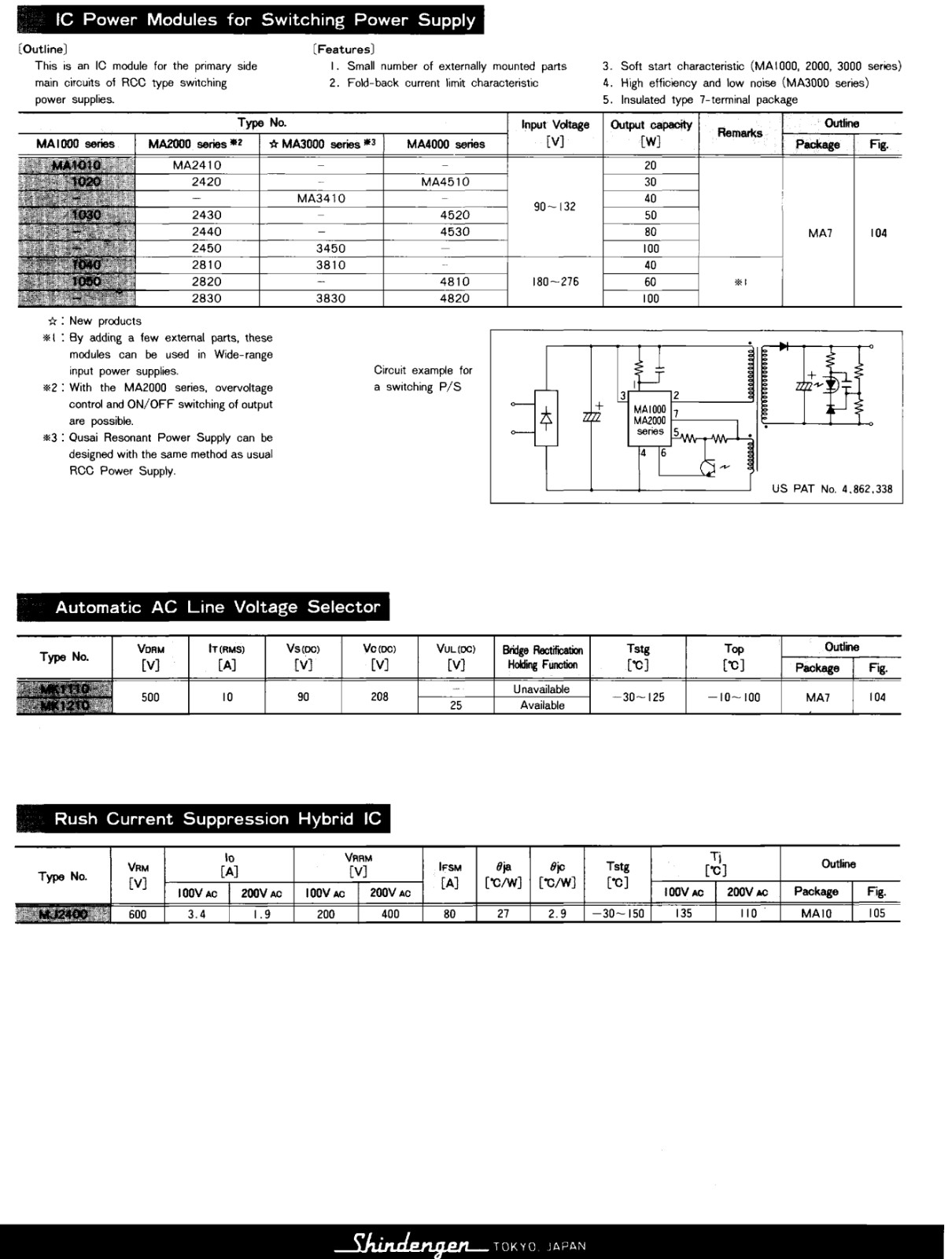 1X MA1040 SHINDENGEN Power Switching Regulator IC ZIP-7 MA7