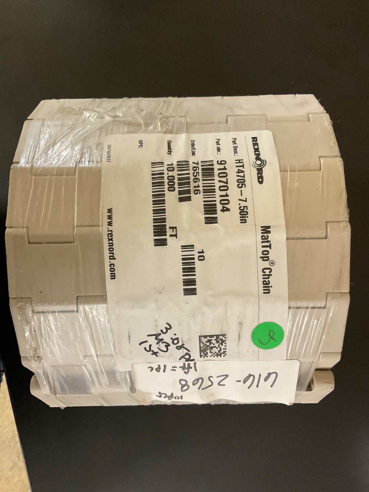 NEW REXNORD MAT TOP CONVEYOR CHAIN 91070104 HT4705 7.50in 10ft from Wisconsin