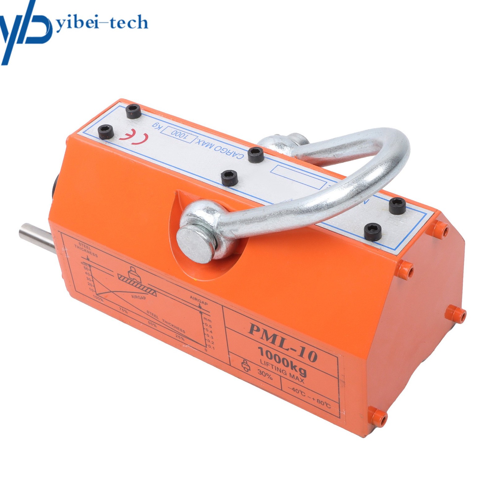 2200lbs/1000kg Permanent Magnetic Lifter Lifting Magnet Neodymium Hoist Orange