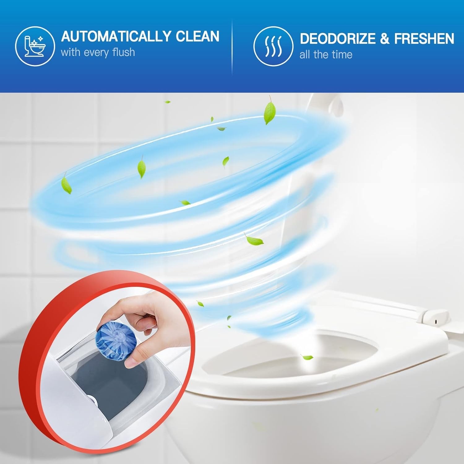 Vacplus Automatic Toilet Bowl Cleaner Tablets, 1 Count (Pack of 100), Blue