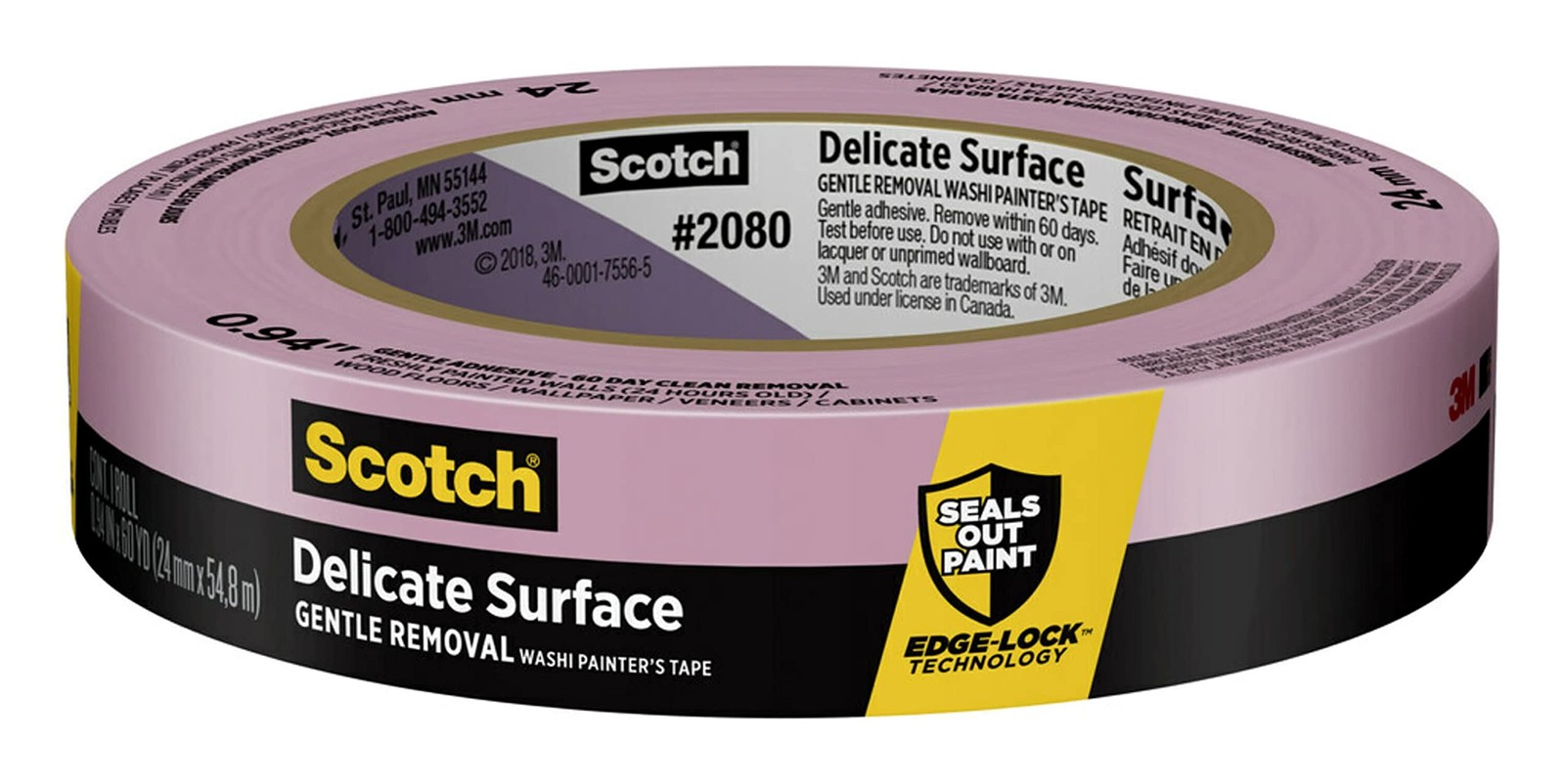 Scotch Delicate Surface Painter’s Tape 0.94 Inch X 60 Yd Purple For Easy Removal