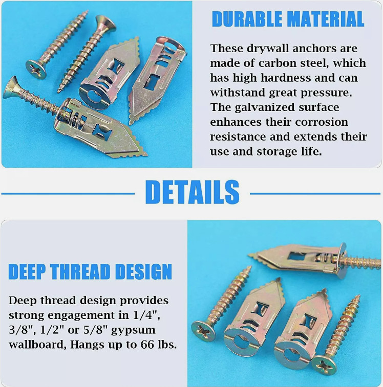 50-Pack Zinc-Plated Anchors & Screws – Self-Drilling for TVs, Shelves & Cabinets