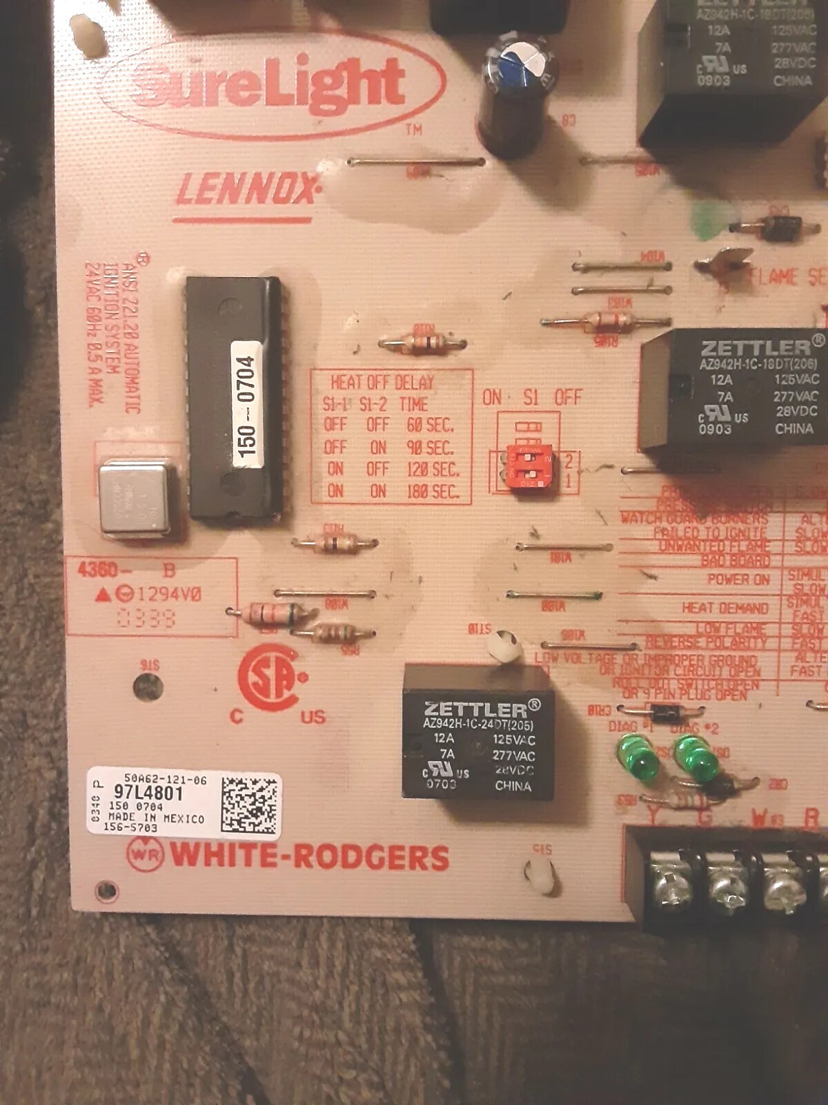 Lennox SureLight 97L4801 / 50A62-121 Furnace Control Circuit Board
