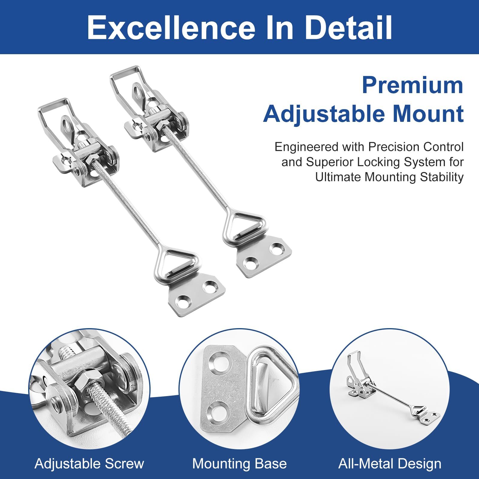 Industrial Strength Toggle Clamp Set 304 SS Locking Hasp 160-170mm/6.3-6.7 In…
