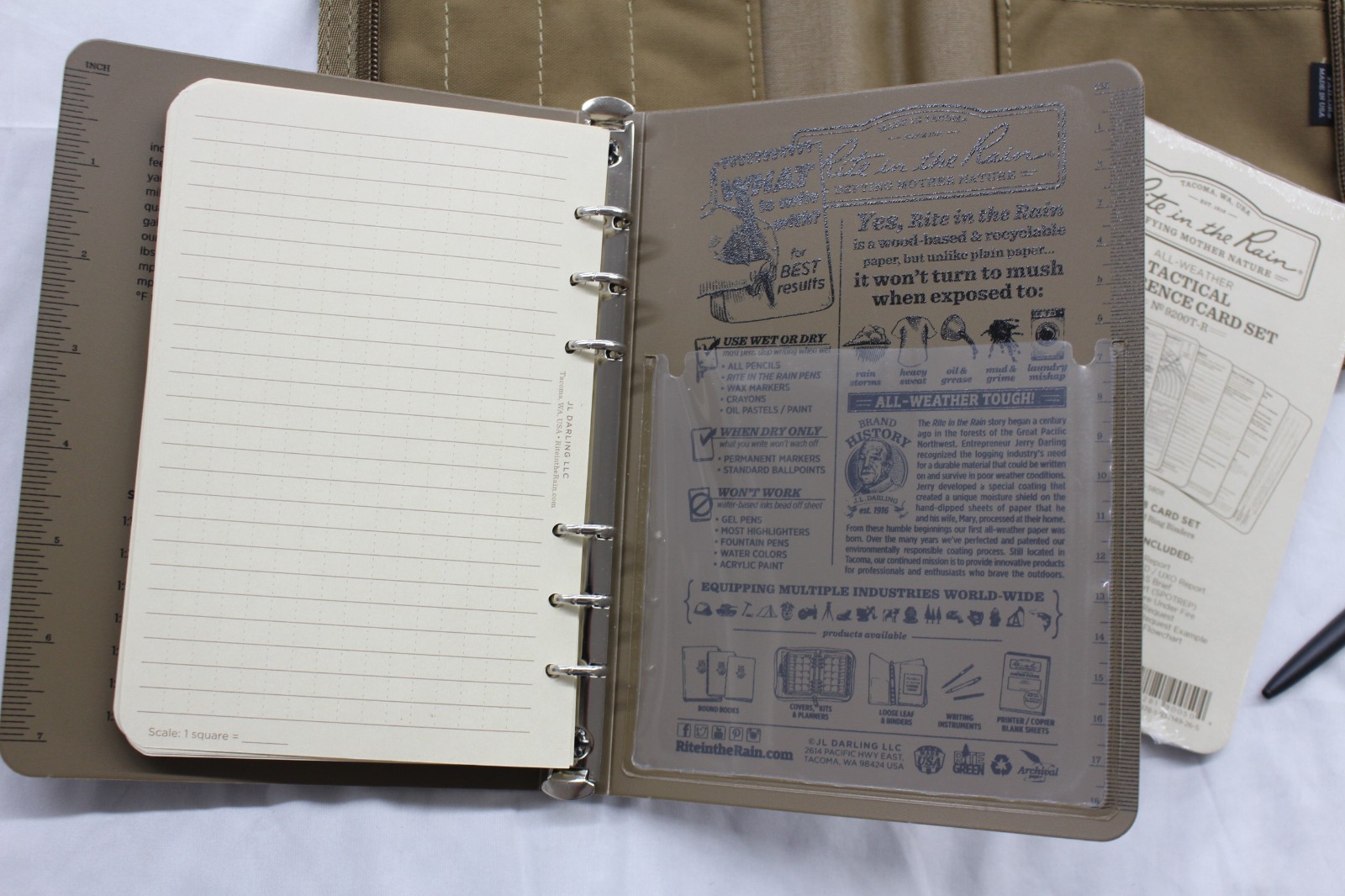 Rite in the Rain Tactical Field Ring Binder Kit NO 9200T-KIT CORDURA COVER TAN
