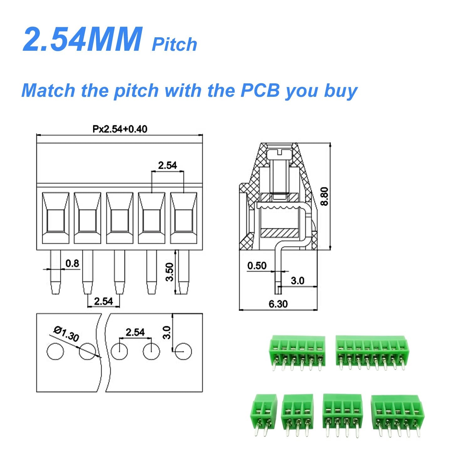 45Pcs 2.54mm 0.1″ Pitch Mini PCB Mount Screw Terminal Block Connector 2P 3P 4…