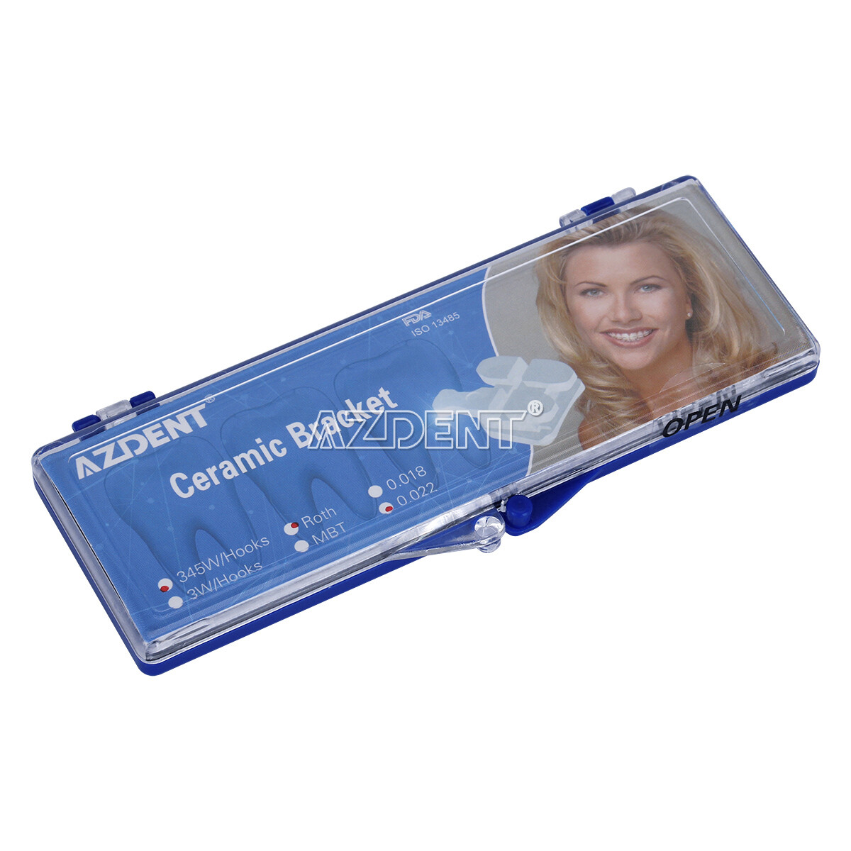 AZDENT Brackets cerámicos ortodoncia dental 5*5 Roth MBT 022/018 Ganchos 345