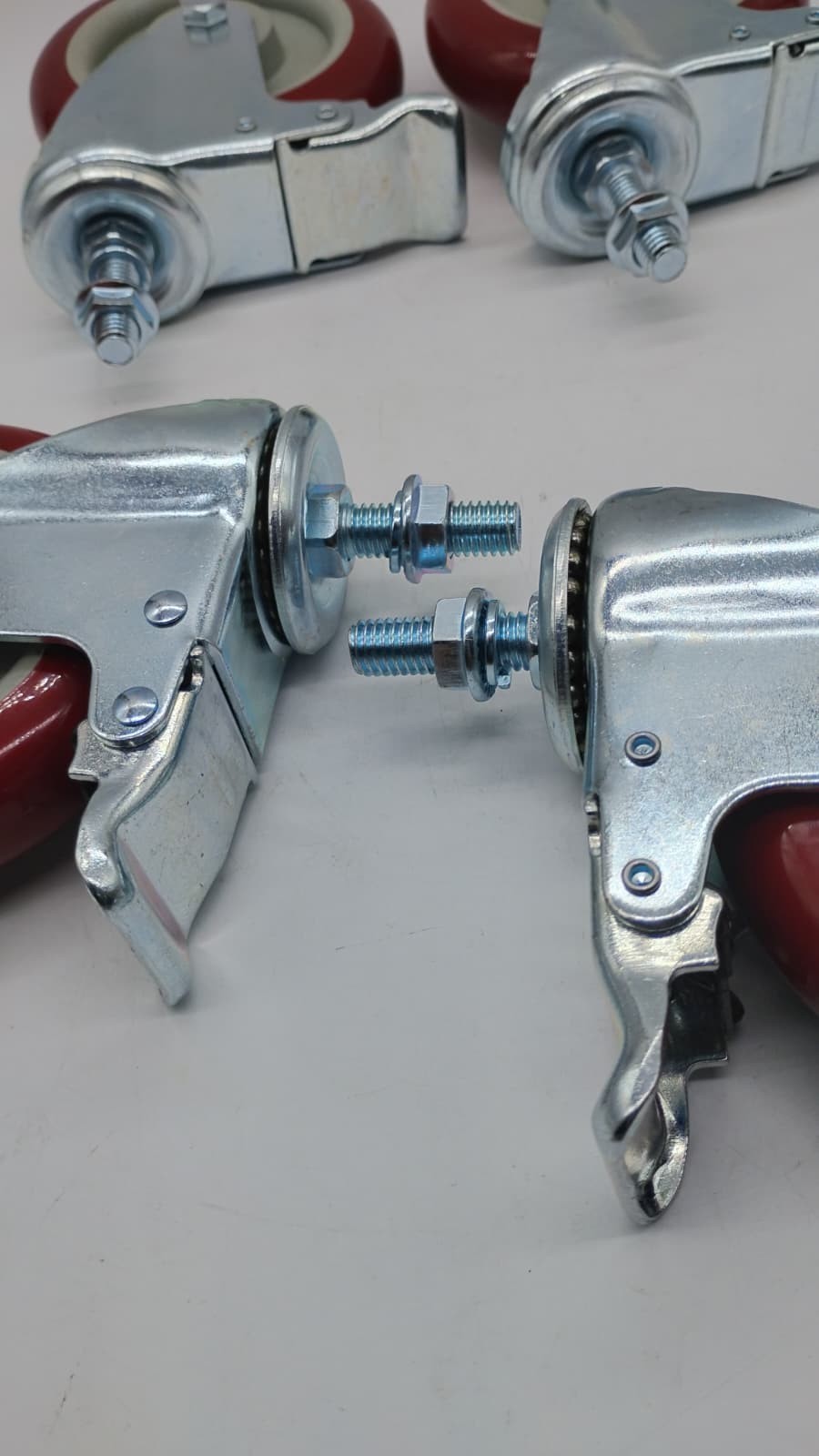 Finnhomy 5 Inch Swivel Caster Wheels Threaded Stem Heavy Duty Red 2200Lbs, 4 pk
