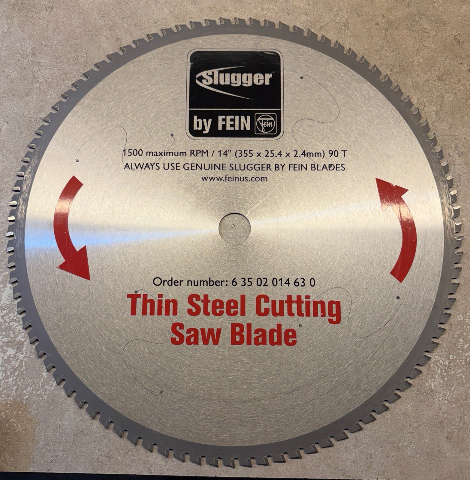 FEIN Slugger 14 in Thin Steel Cutting Saw Blade 90T Steel MPN 63502014630
