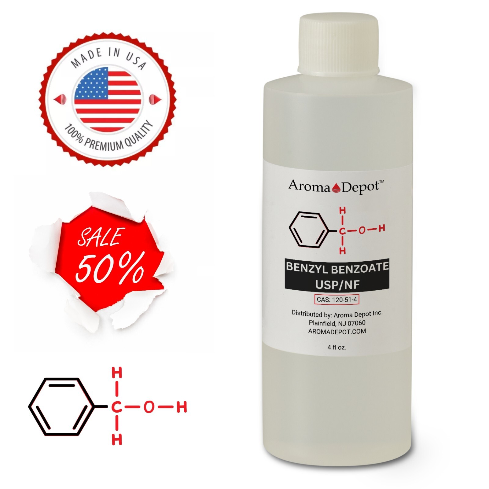 4 oz. Benzyl Benzoate USP/NF Wholesale Cas: 120-51-4 Bulk for Aroma, Cosmetics