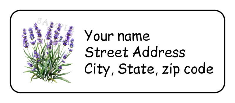 30 Purple Lavender Flowers personalized return address labels stickers tags