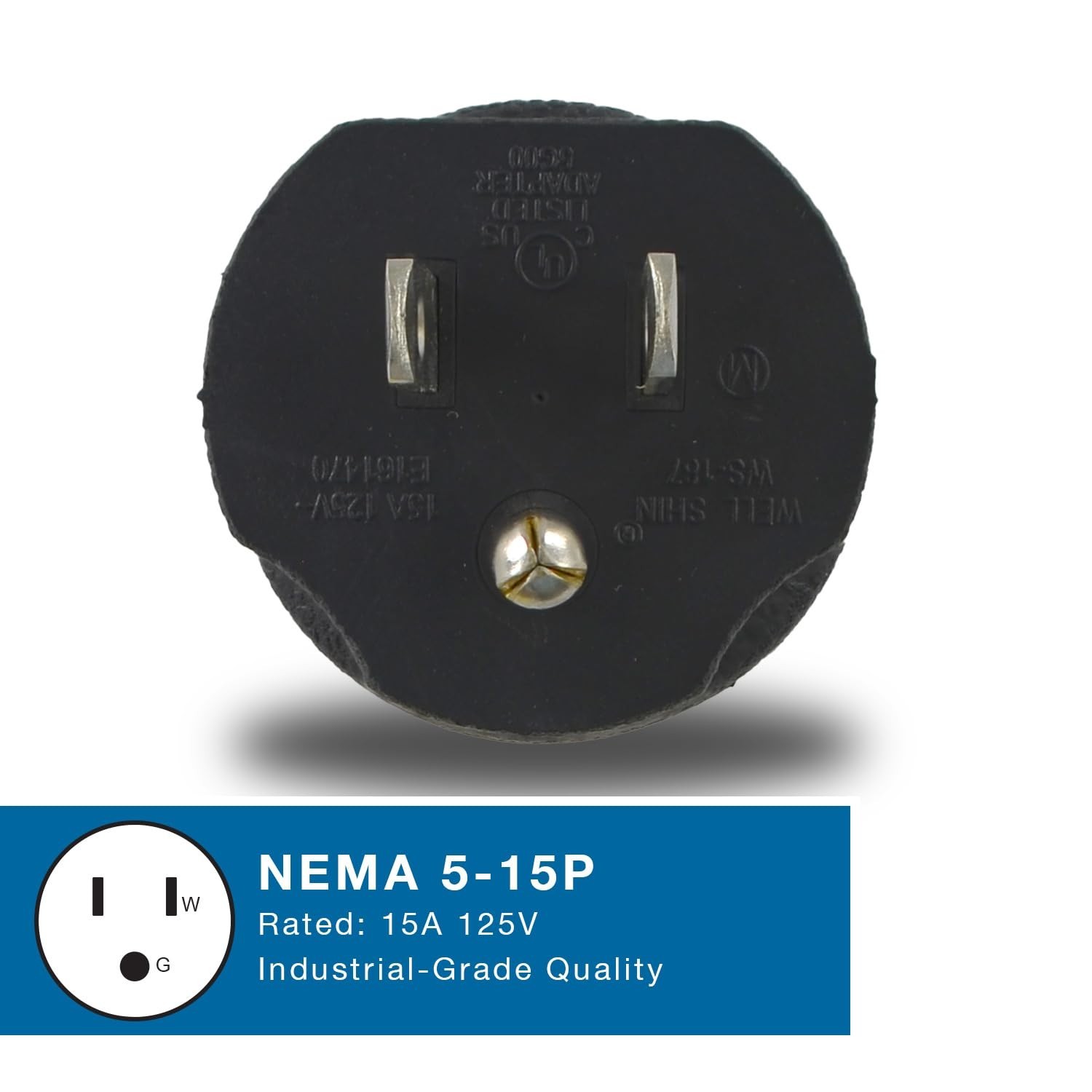 Conntek 30111-BK Locking Adapter U.S. 3 Prong Male Plug 15 Amp Locking Female