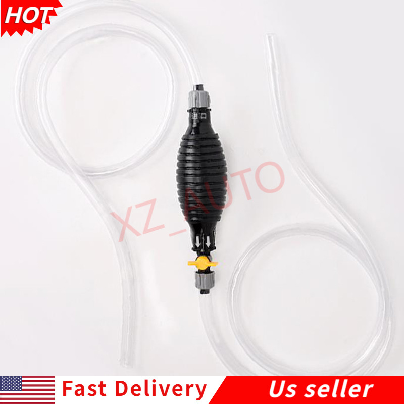 9.8Ft Siphon Hose Transfer Hand Pump With Flow Valve For Gasoline Oil Water Fuel