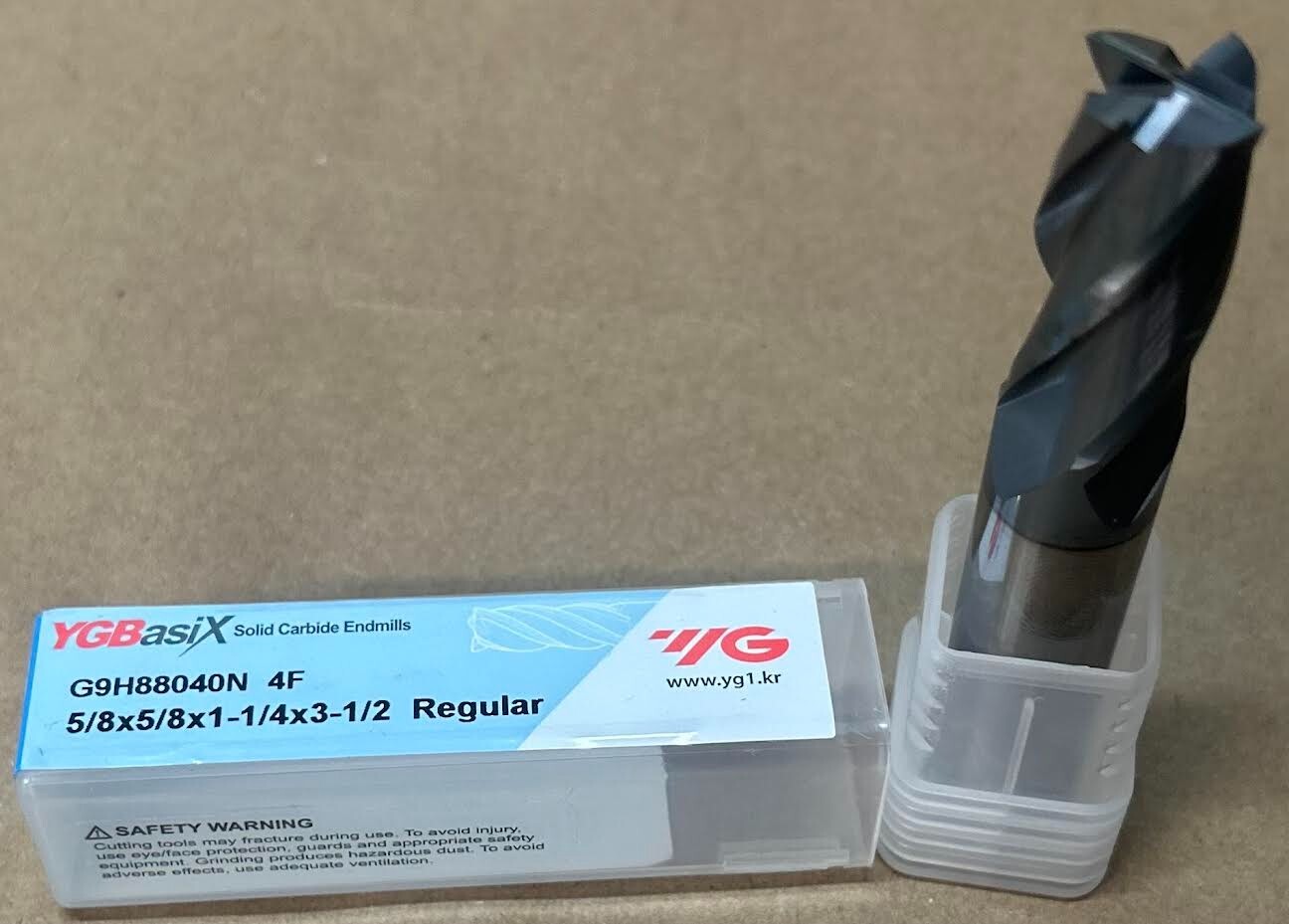 YGBasix 5/8 x 5/8 x 1-1/4 x 3-1/2 Carbide End Mill, 4 Flute Square End, X Coated