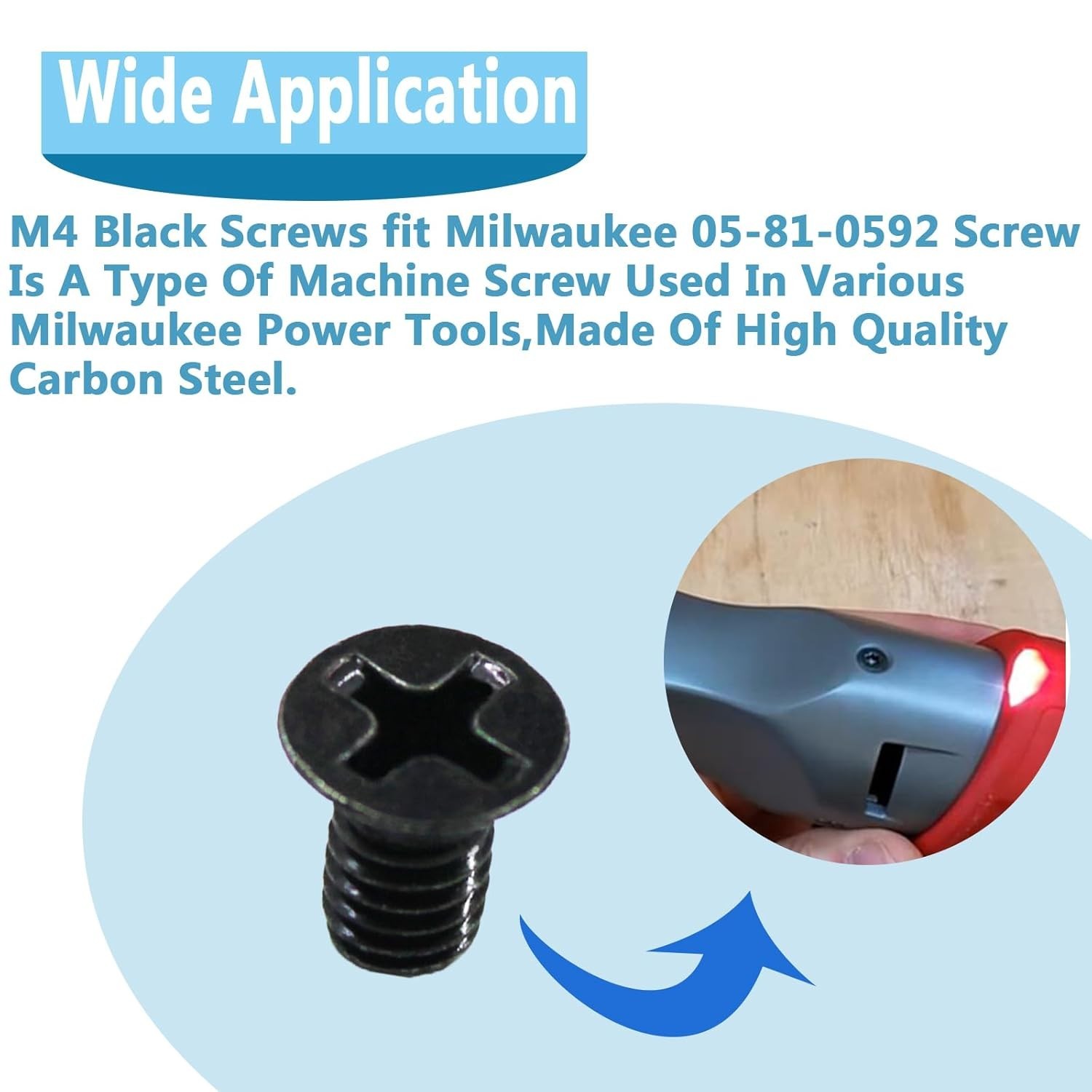 High-Strength M4 x 6mm Flat Head Screws – Compatible with Milwaukee Tools