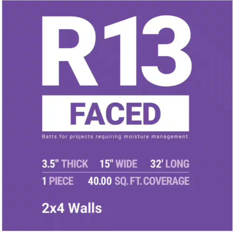 R- 13 Faced Fiberglass Insulation Roll 15 In. X 32 Ft. (1 Roll) new Owens