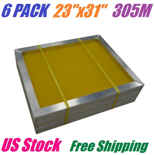 6 PACK 23″ x 31″ Aluminum Frame Silk Screen Printing Screens 305 Yellow Mesh
