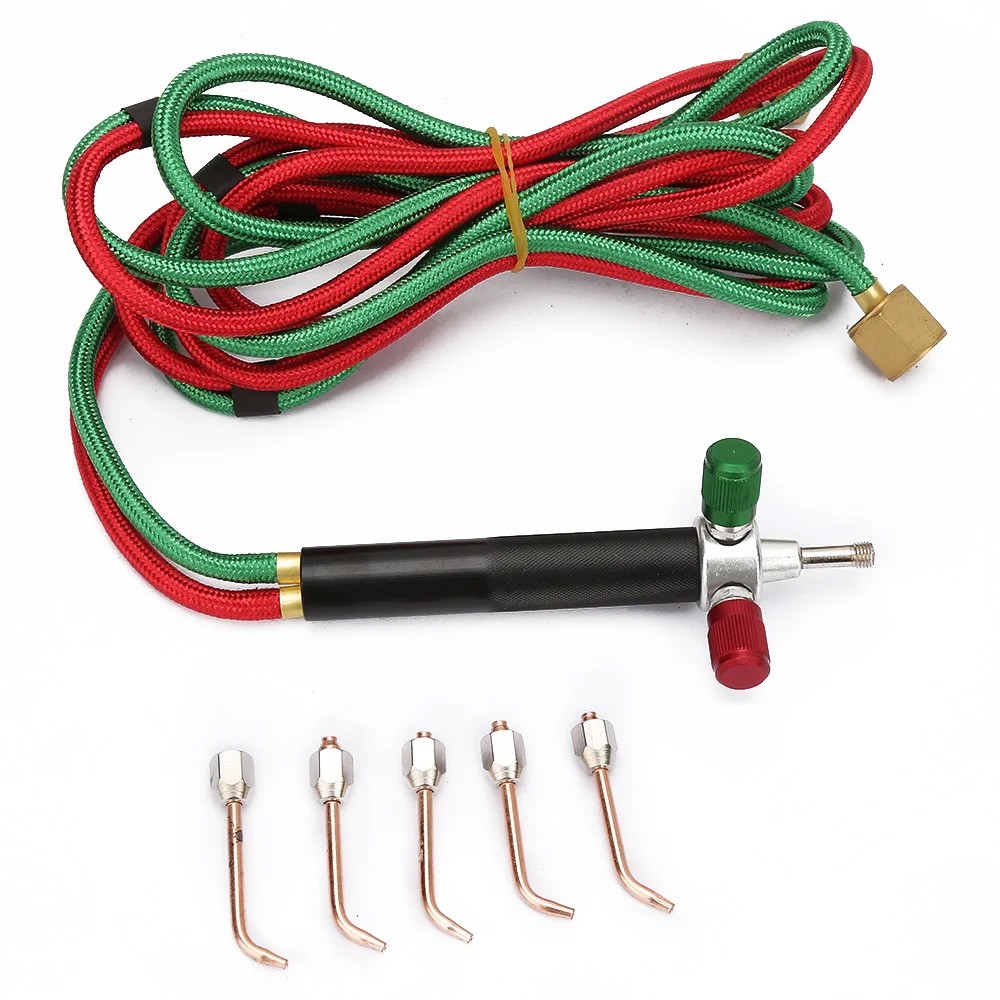 Mini Oxygen Gas Torch Acetylene Welding Soldering Gun Tool Kit 5Replaceable Tips