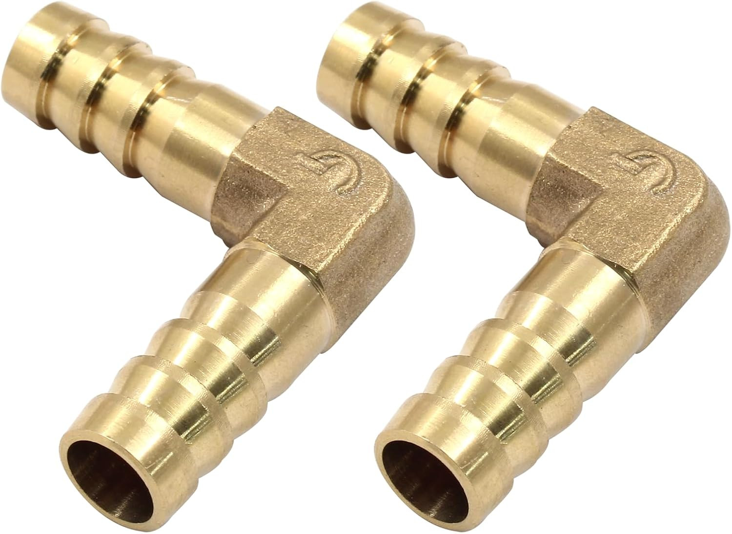 2PCS 3/8 Inch Brass Hose Barb 90 Degree Elbow Connector Fitting with Clamps