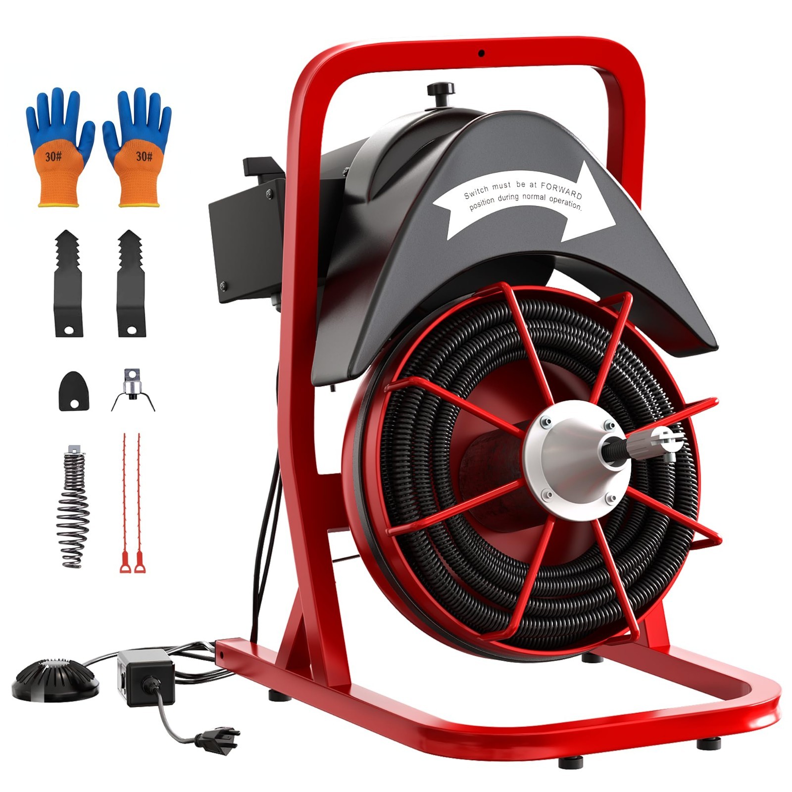 Drain Cleaner 75FT x1/2 In Steel Core Cable 370W Electric Drain Cleaning Machine