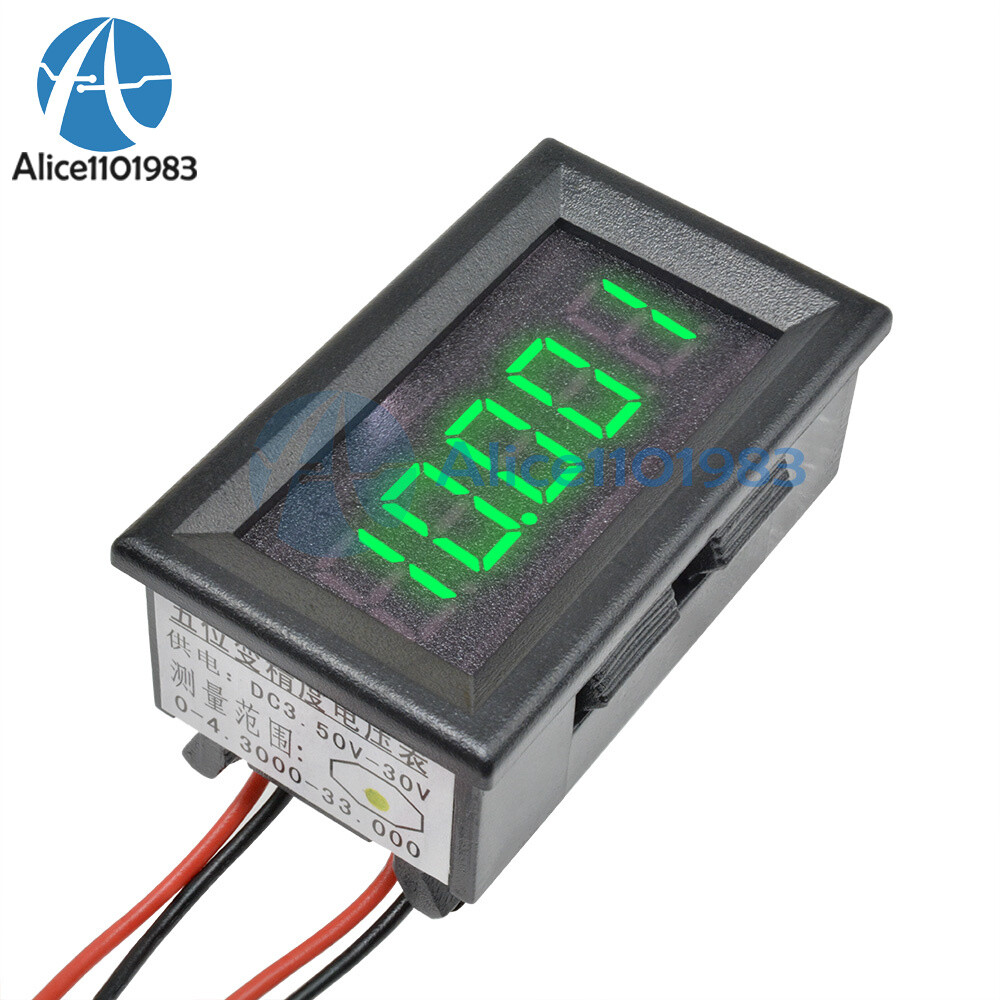 Green LED 5 Digit DC 0-4.3000-33.000V Digital Voltmeter Voltage Meter Car Panel