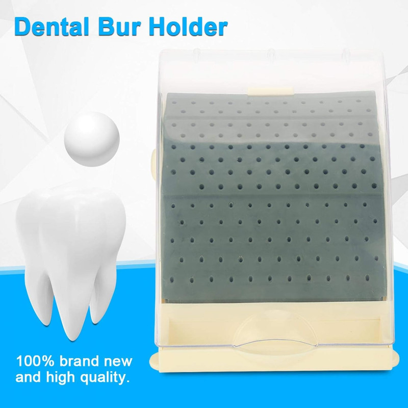 142 Holes Dental Bur Holder Disinfection Box, Bur Block Organizer with Cover,Den