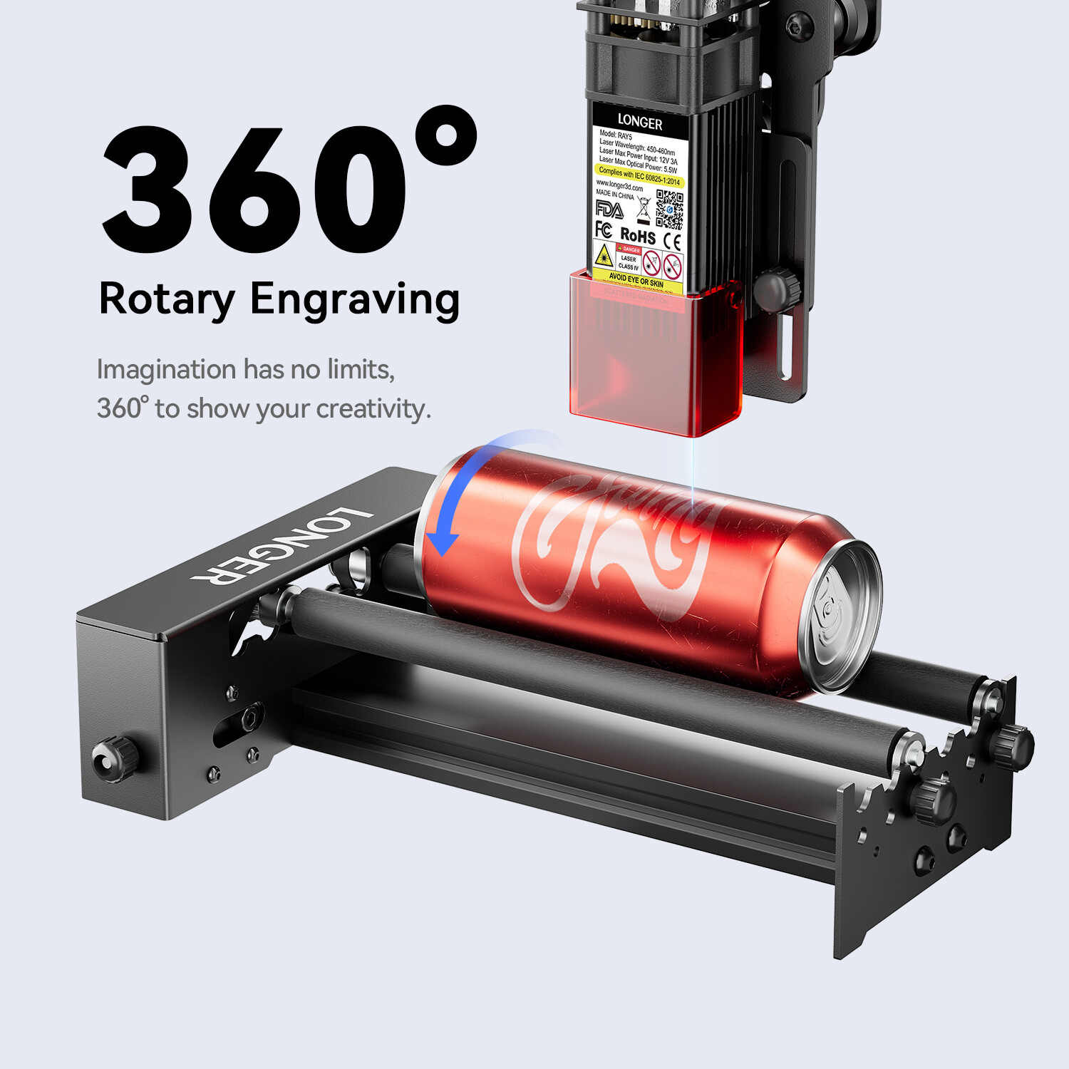 Longer 360° Rotary Roller+Height Extension Kit, Laser Engraver Accessories