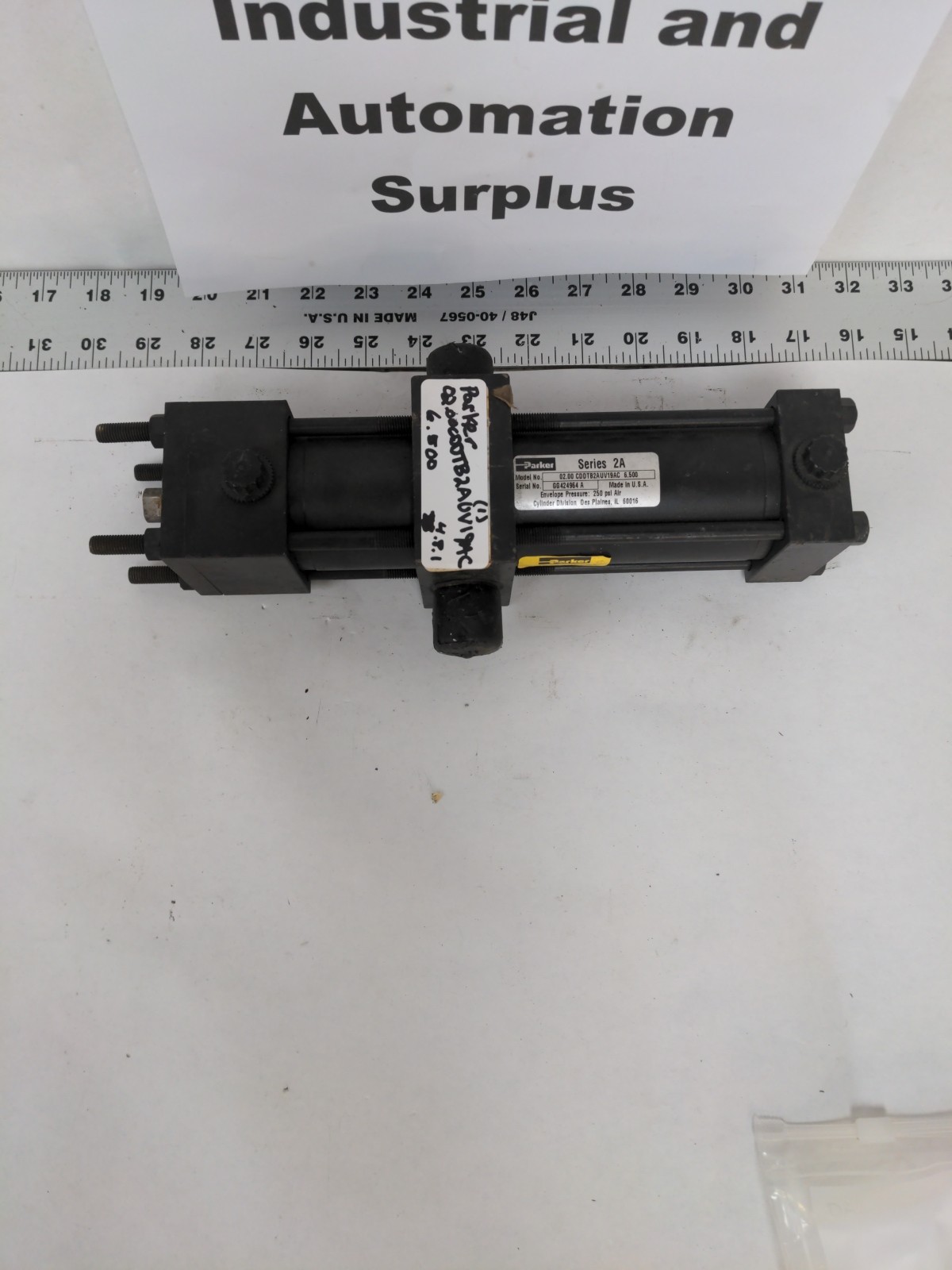 PARKER SERIES 2A PNEUMATIC CYLINDER 02.00 CDDTB2AUV19AC 6.500