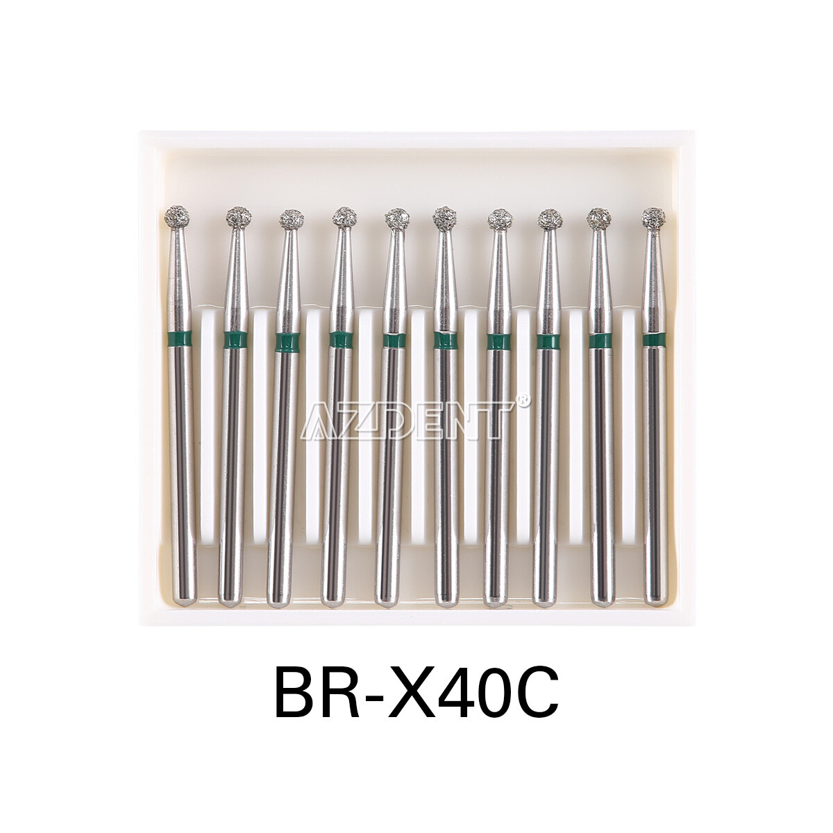 10pcs AZDENT Dental Diamond Burs FG 1.6mm Round Ball for High Speed Handpiece