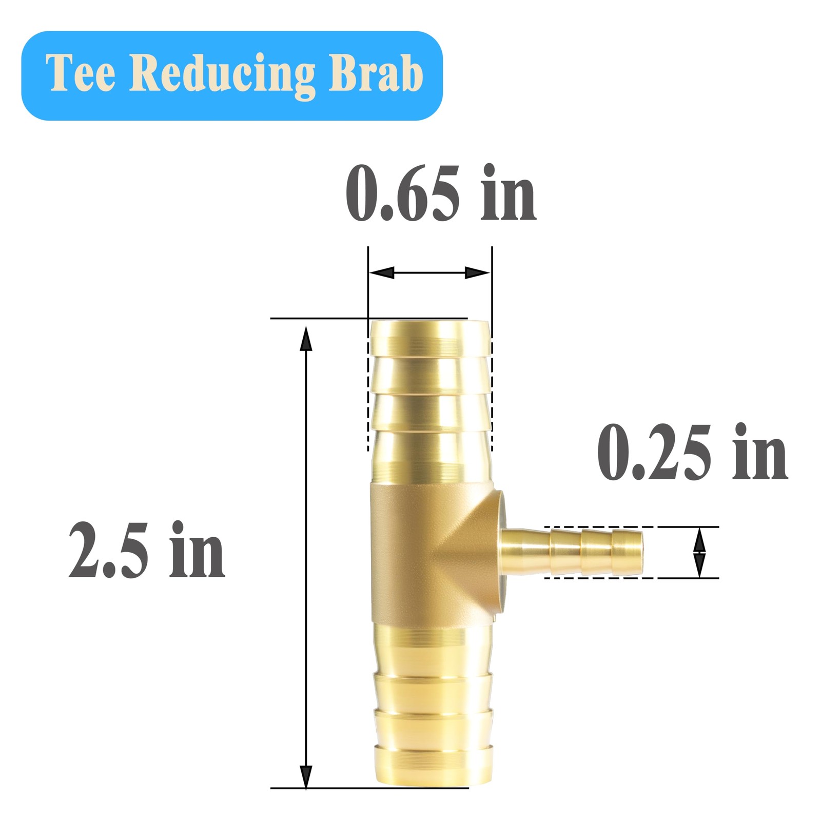 MSAEIQUN 5/8″ X 1/4″ X Brab Reducing Tee to 5/8″, Brass
