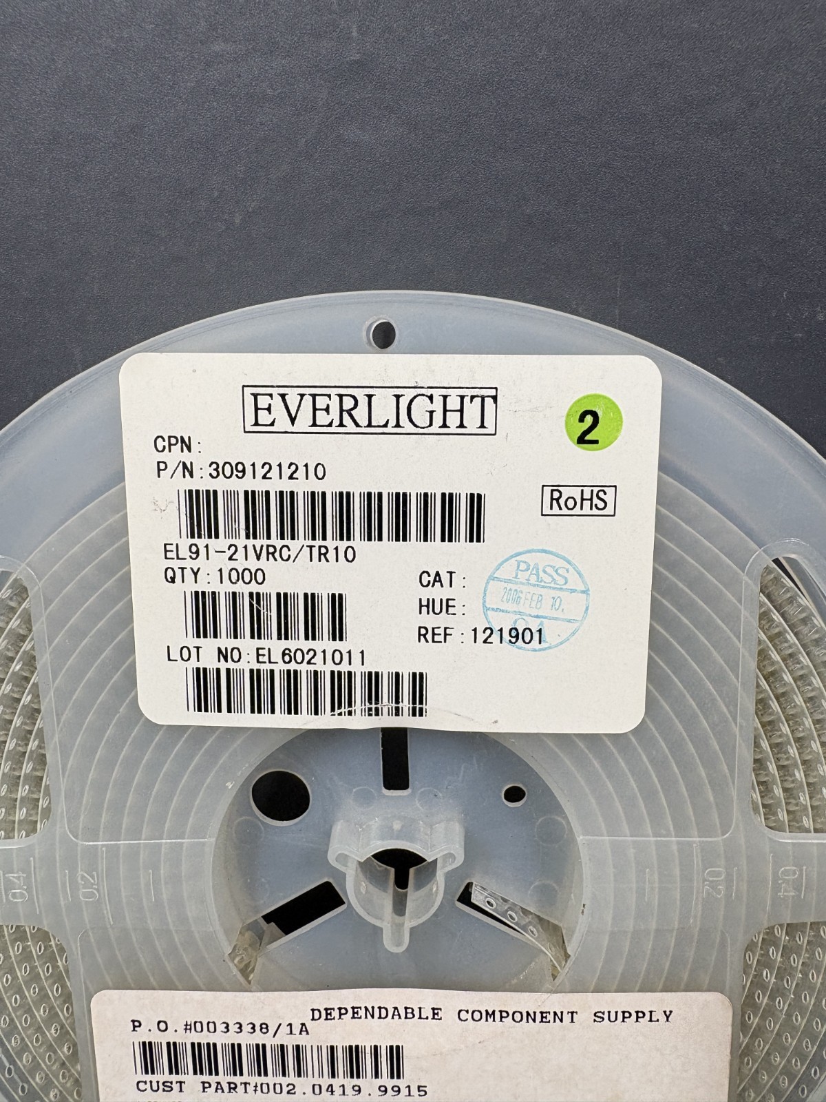 1000PCS EVERLIGHT EL91-21VRC SMD LED Indicator Red Tape Reel