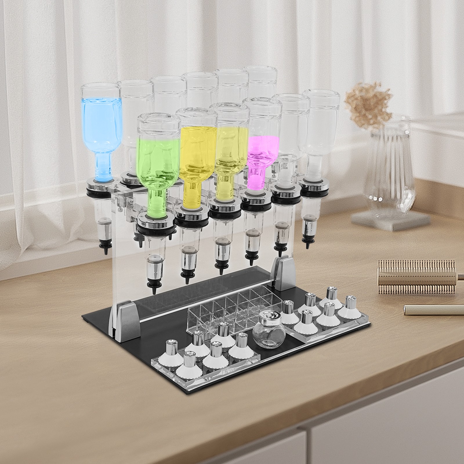 12 Bottles Manual Perfume Dispenser Desktop Perfume Dispenser Machine 200ml