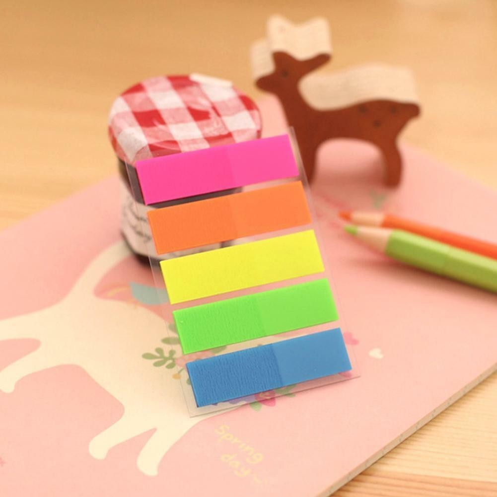 100Pcs Fluorescence Sticky Notes Memo Flags Bookmark Sticker NEW@