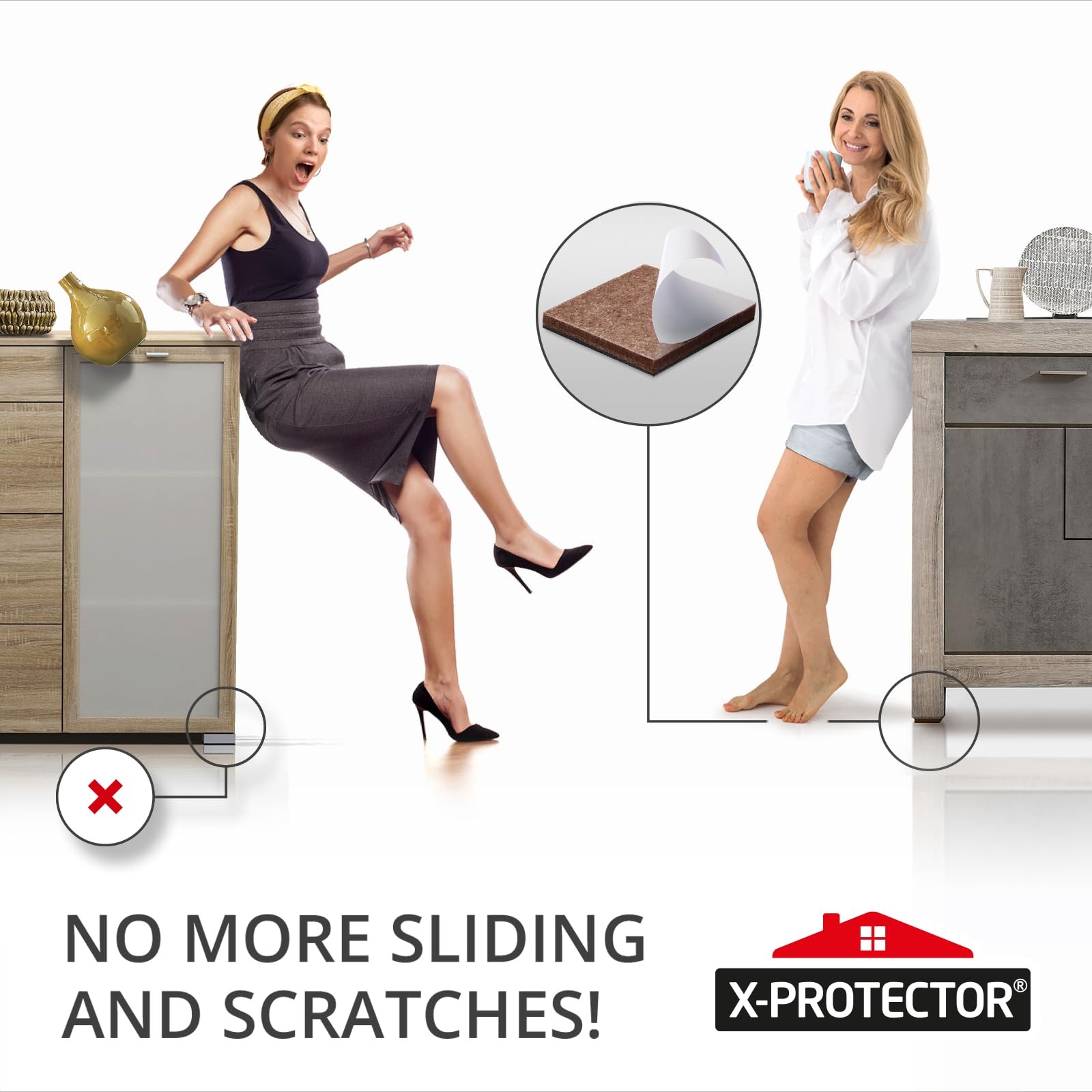 X-PROTECTOR Non Slip Furniture Pads – 12 3 inch 12 Square, Black / Brown