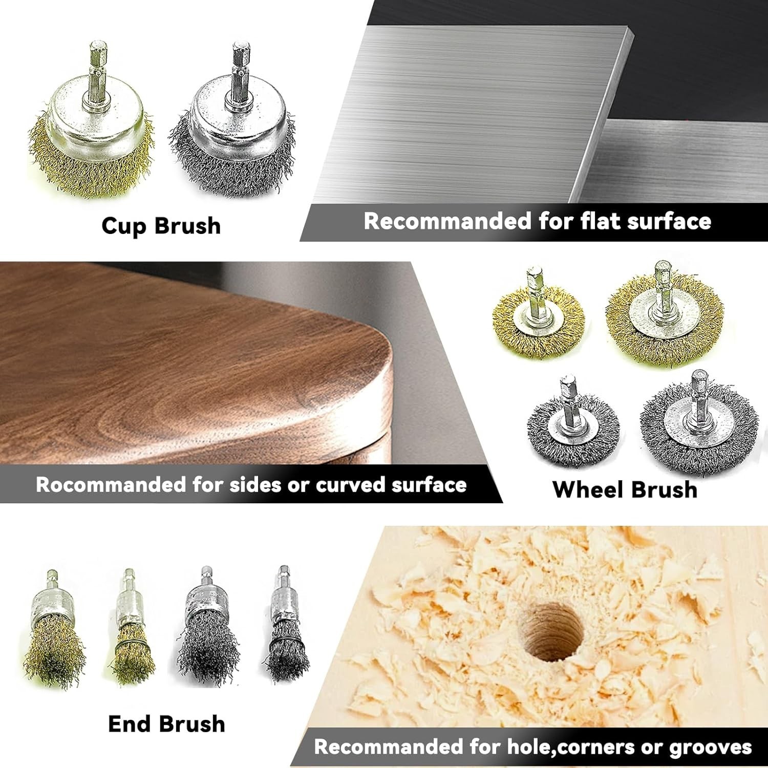 10pack Wire Wheel Cup Brush Set for Drill Abrasive with 1/4″ Hex Shank,Extn. Rod