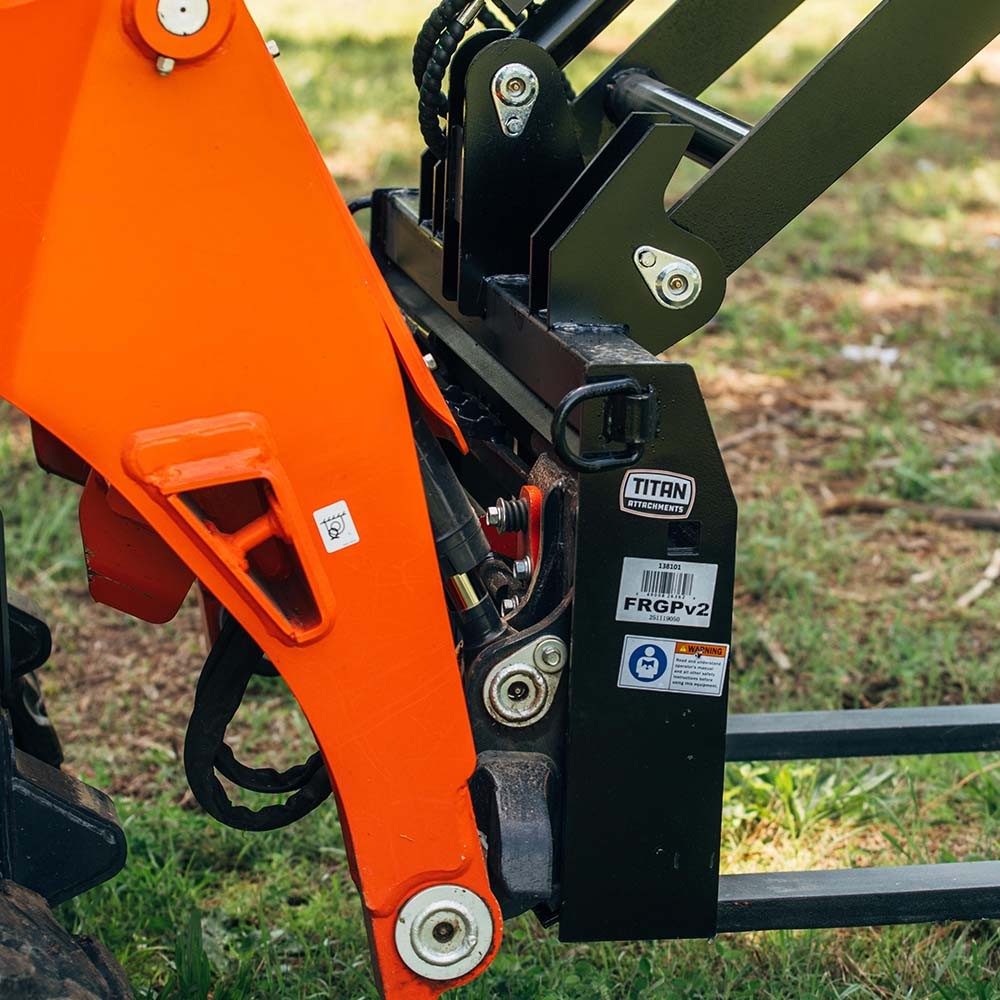 Titan Attachments Hydraulic Skid Steer Pallet Fork Grapple Attachment V2