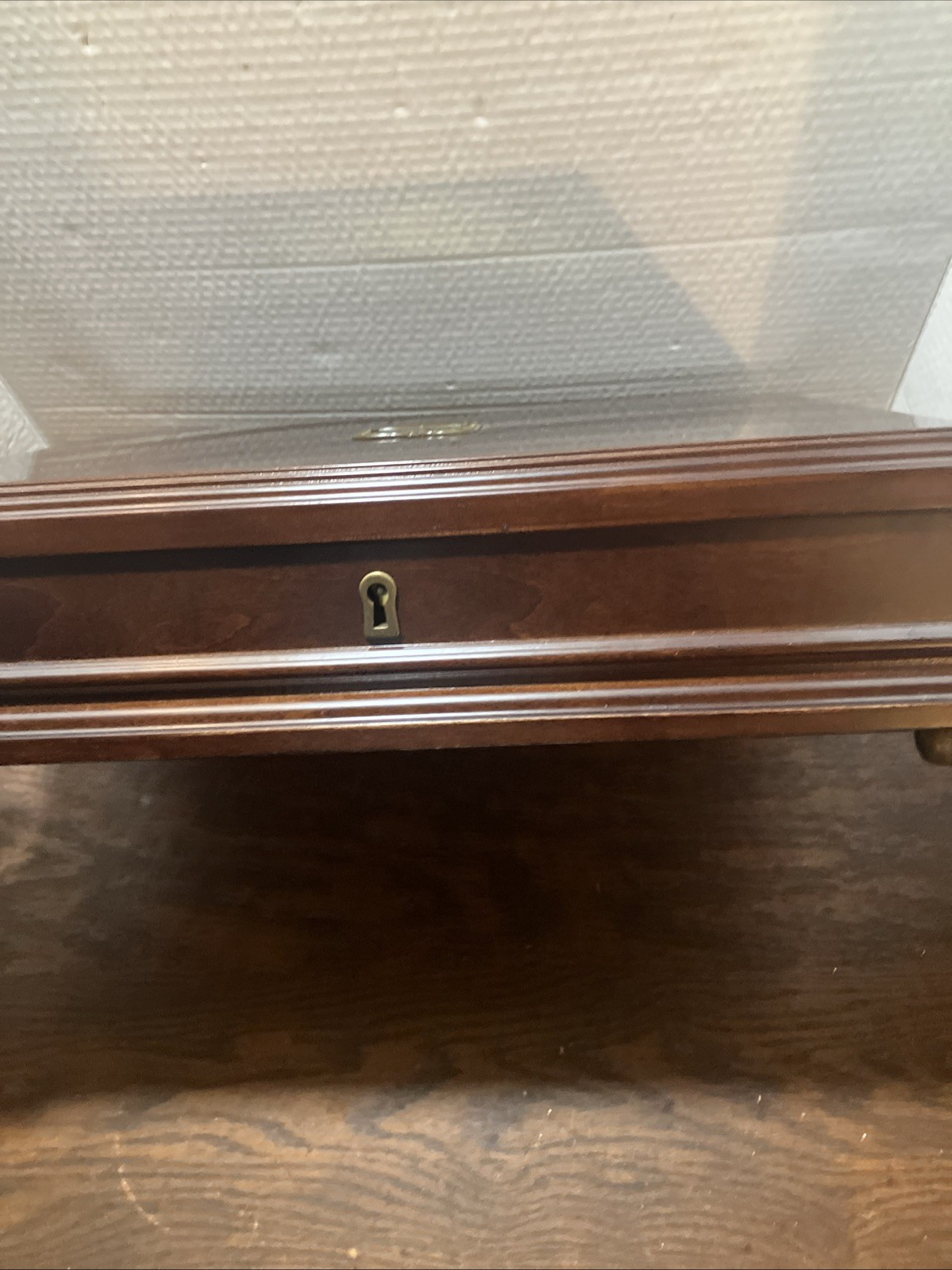 Vintage Bombay Company Mahogany Wood Letter Box Desk Organizer with Key